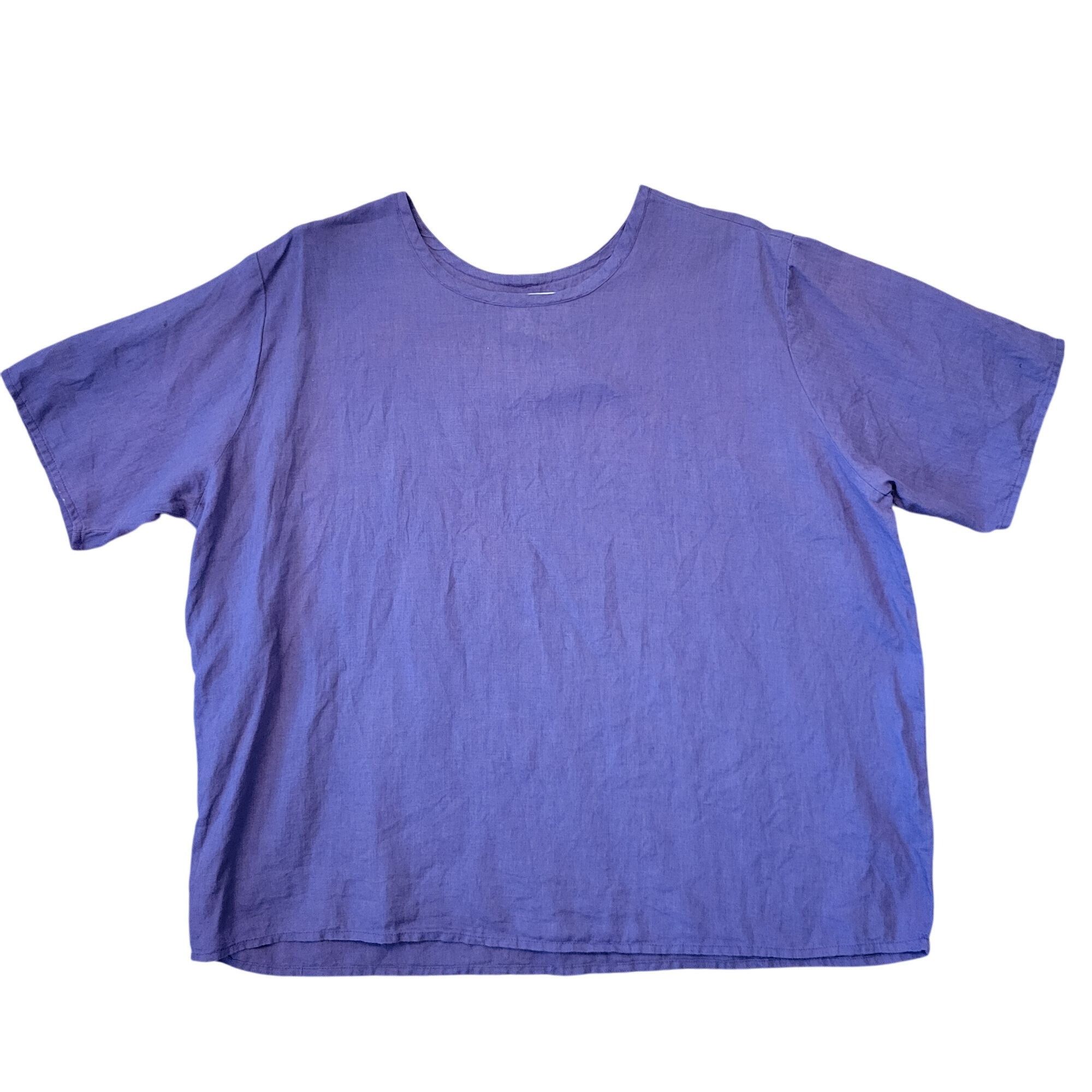 FLAX Flax Jeanne Engelhart Purple Linen Short Sleeve Top M Lagenl Size M / US 6-8 / IT 42-44 - 2 Thumbnail