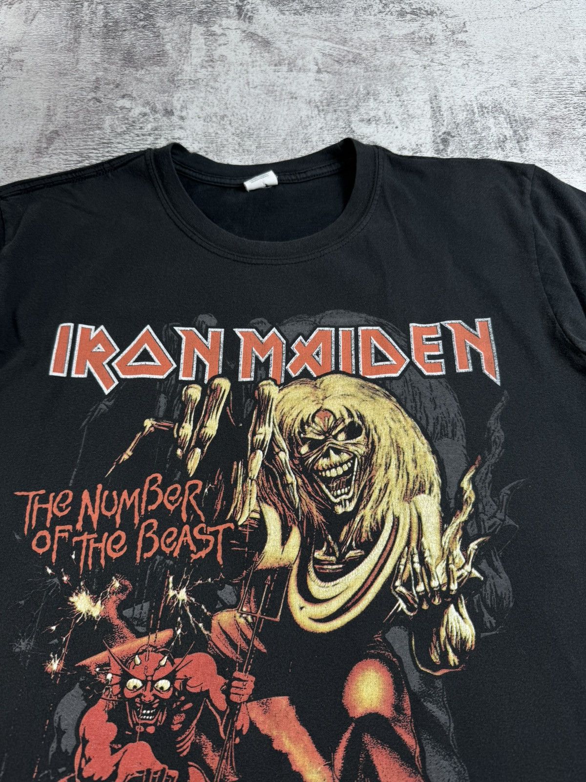 Iron Maiden Iron Maiden Men’s Metal Rock Tour Rap Faded Merch Devil Band T Shirt Jersey Size US L / EU 52-54 / 3 - 7 Thumbnail
