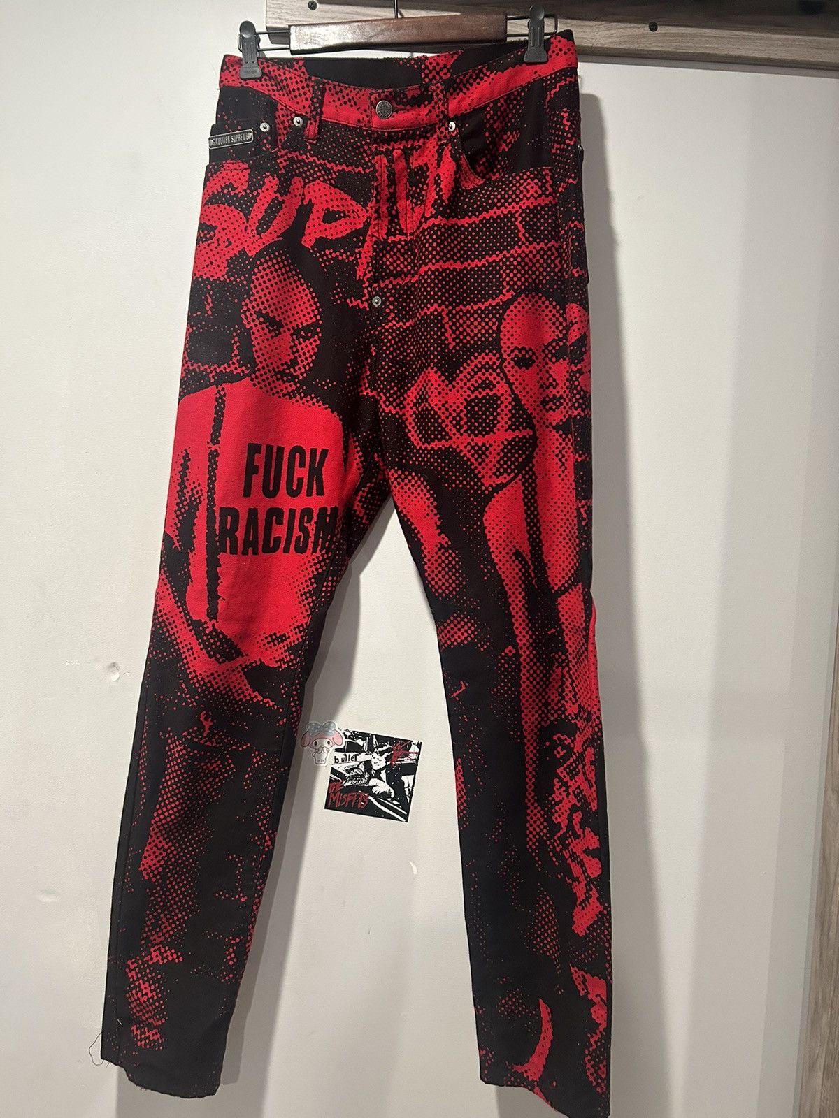 Supreme Jean Paul Gaultier x Supreme F**ck Racism Jeans Red | Grailed