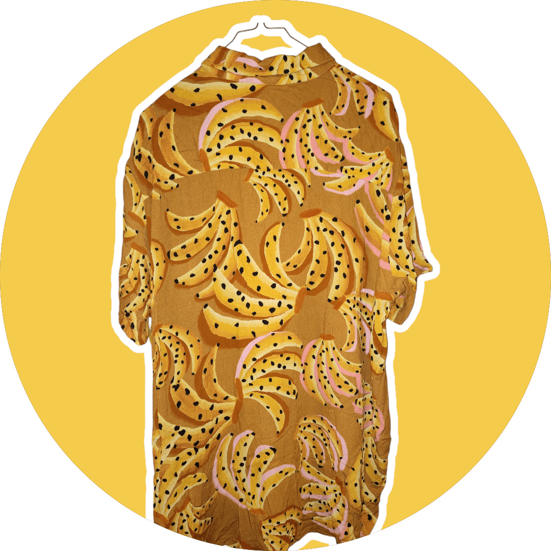 Pieces Uniques Farm Rio Anthropologie Raining Bananas Boyfriend Shirt Size L / US 10 / IT 46 - 2 Thumbnail