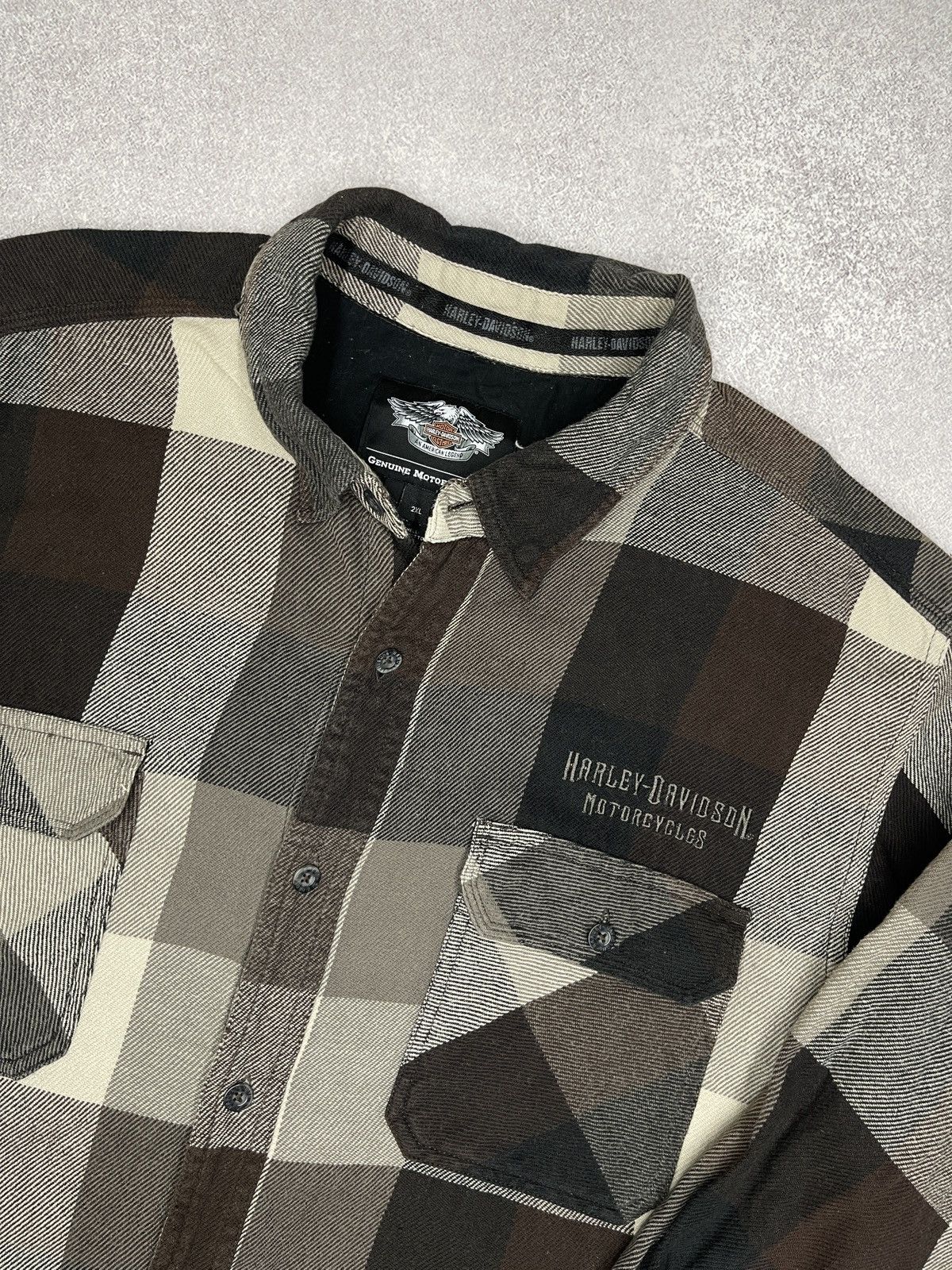 Harley Davidson Vintage Harley Davidson Motorcycle Flanel Shirt Into a Cage Size US XXL / EU 58 / 5 - 4 Thumbnail