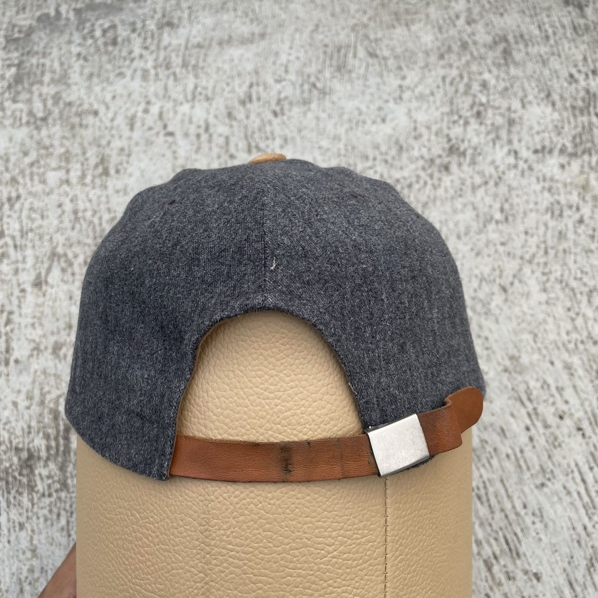 Japanese Brand Blank gray unique fabric hat with brown under visor Size ONE SIZE - 3 Thumbnail
