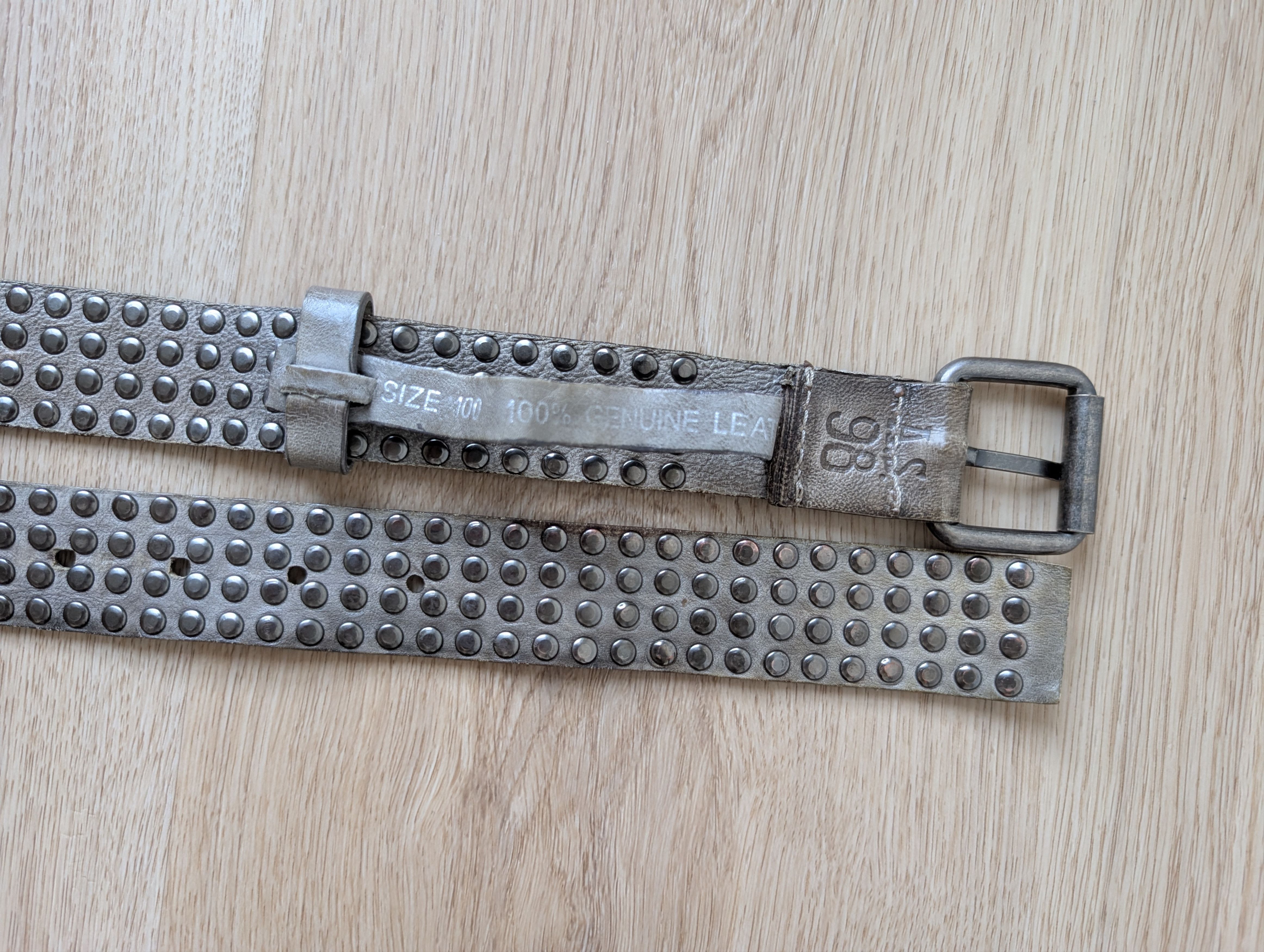 A.S.98 A.S. 98 GOSSE Leather Belt Timeless Rockstar Mettal Rivets Size ONE SIZE - 6 Thumbnail