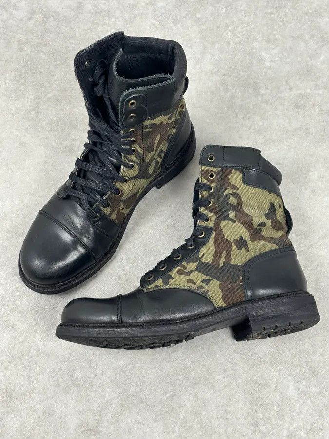 Diesel Diesel Black Leather Camouflage Military Lace-Up Boots Size US 10 / EU 43 - 12 Thumbnail