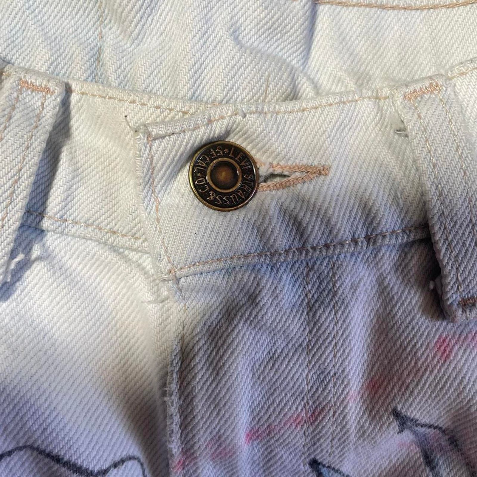 Levi's Vintage 1980s/90s Levis Handpainted 90210 Jeans Size US 32 / EU 48 - 3 Thumbnail