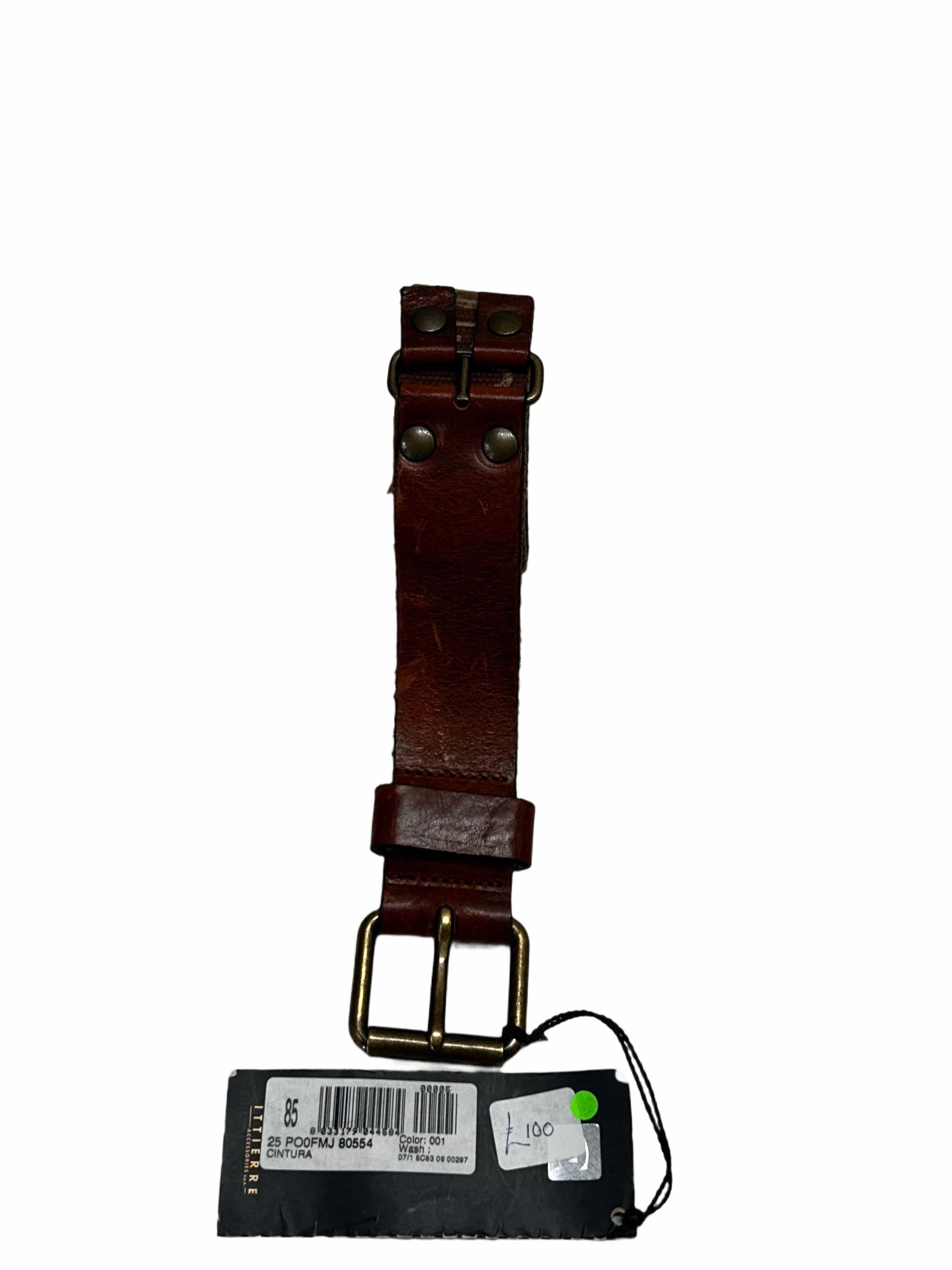 Just Cavalli Just Cavalli Brown Cotton Canvas Notch Buckle Belt Size 28 - 1 Thumbnail