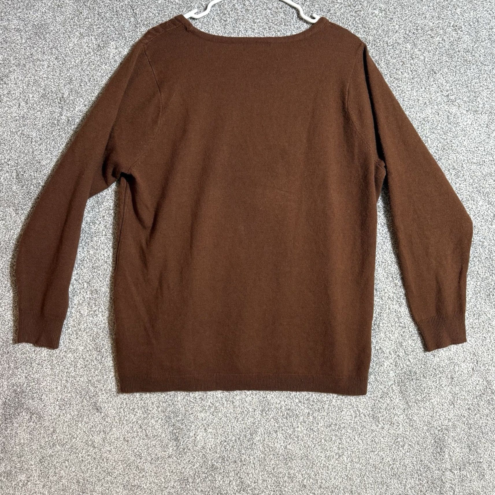 Vintage VINTAGE Grandpa Sweater Womens 1X Plus Size Cable Knit Cozy Warm Lagenlook Earthy 2010s Napa Valley Brown Acrylic Knit Pullover Round Neck Long Sleeve Size XL / US 12-14 / IT 48-50 - 7 Thumbnail