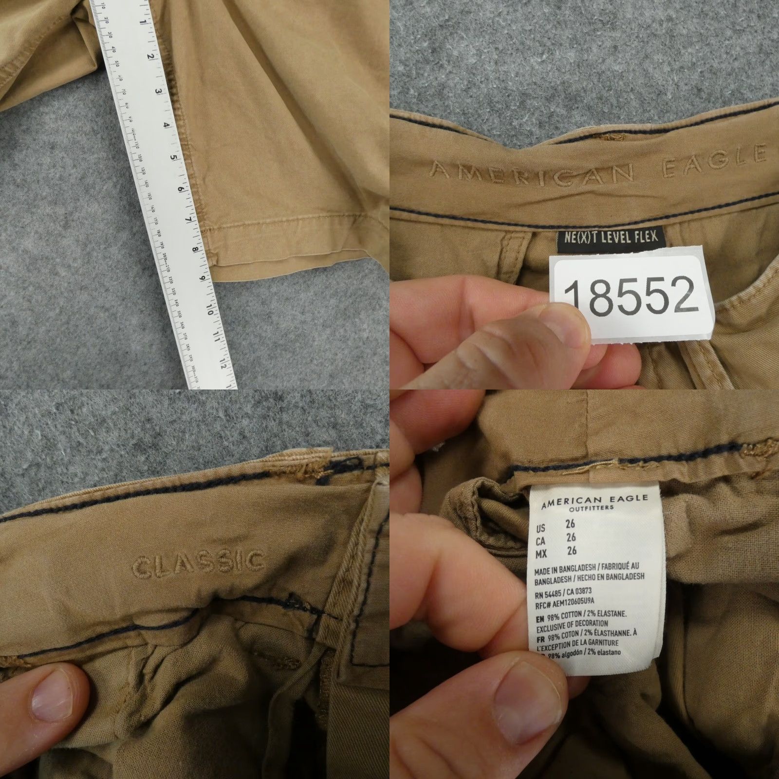 American Eagle Outfitters American Eagle Shorts Mens 26 Next Level Flex Classic Khaki Flat Front Chino Size US 27 - 8 Thumbnail
