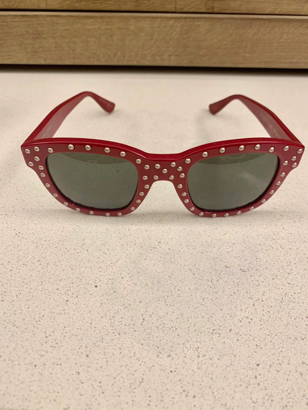 Saint Laurent Paris SLP 16ss Runway Studded Red Shades New Rare Size ONE SIZE - 8 Thumbnail