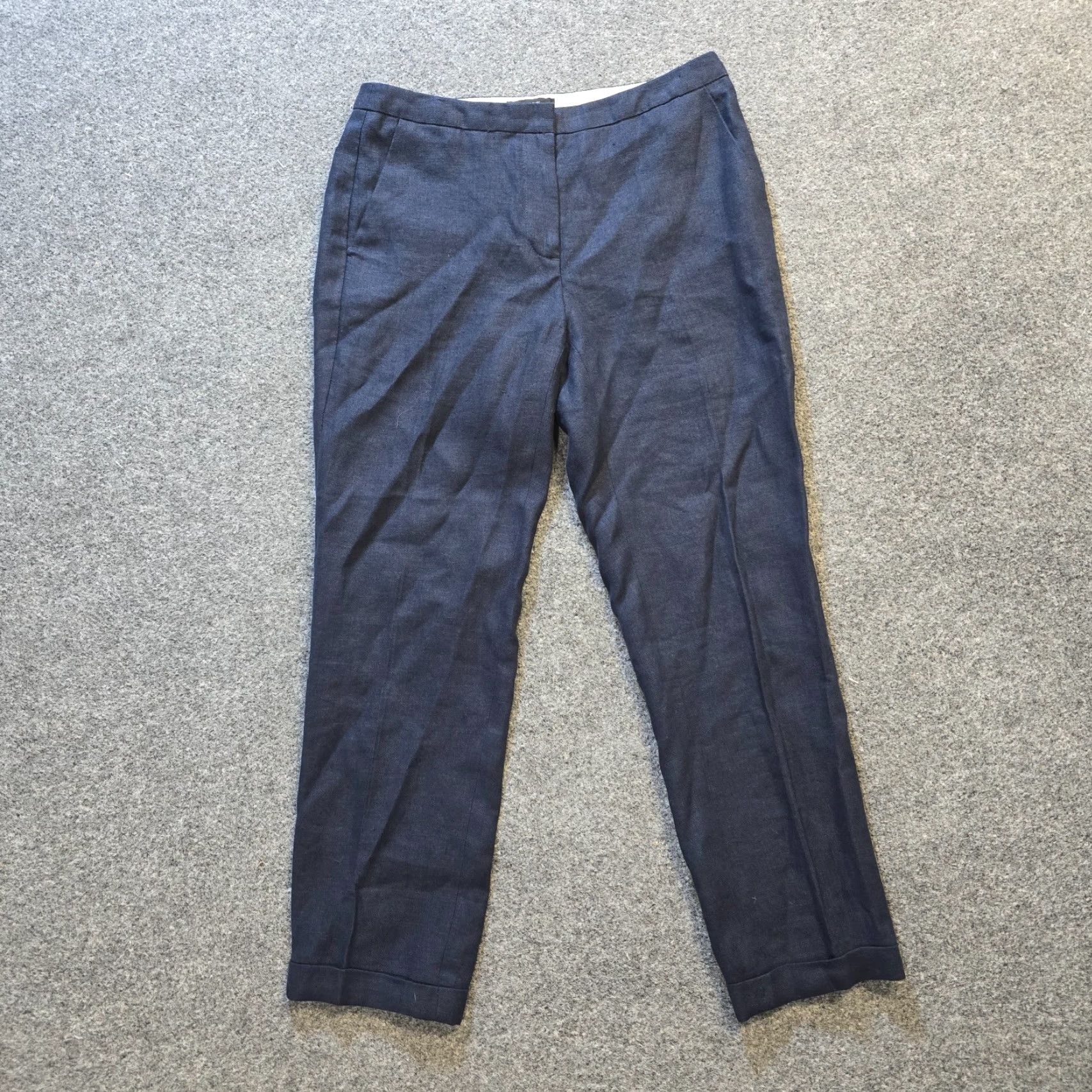 J.Crew J.CREW Pants Womens 0 Blue Linen Tapered Flat Front Cuffed Career Casual Summer Spring Fall Womens Size 25" / US 0 / IT 36 - 2 Thumbnail