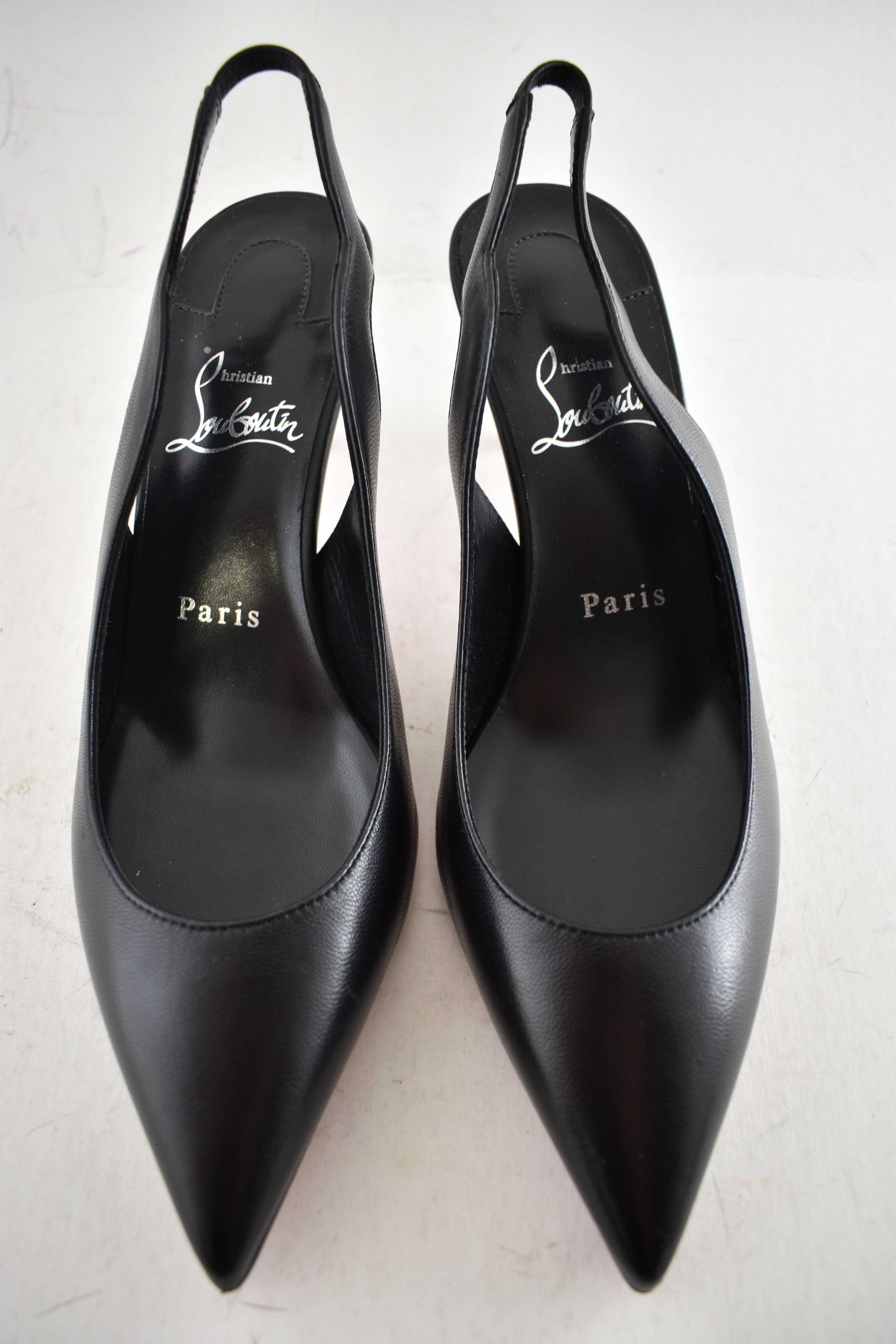 Christian Louboutin Hot Chick Sling 70 Black Nappa Leather Low Heel Pump 36.5 Size US 6.5 / IT 36.5 - 6 Thumbnail