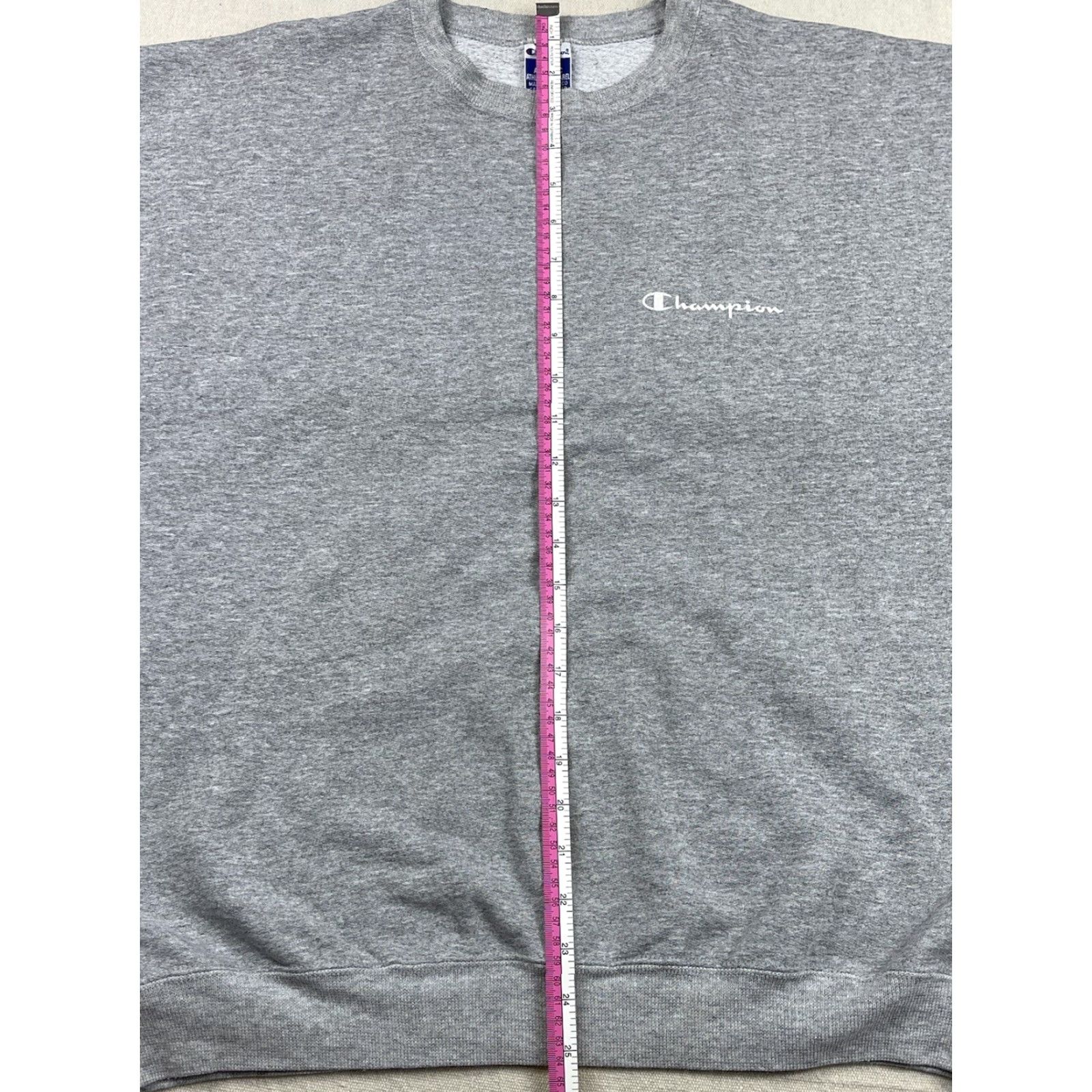 Champion VINTAGE Champion Mens L Crewneck Sweatshirt Gray Script Collegiate Essential 90s USA Logo Embroidered Pullover Military/Team/Varsity Boys Mens Size US L / EU 52-54 / 3 - 7 Thumbnail