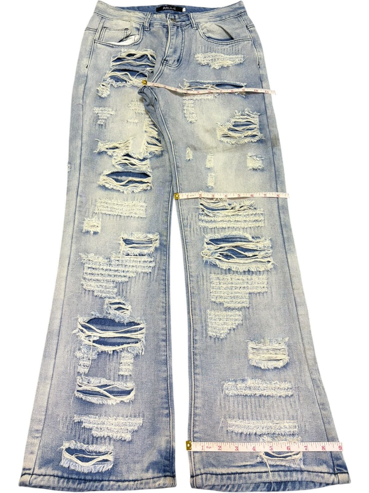 If Six Was Nine Vintage Japanese Brand Heavy Distress Flare Jeans Size US 30 / EU 46 - 8 Thumbnail