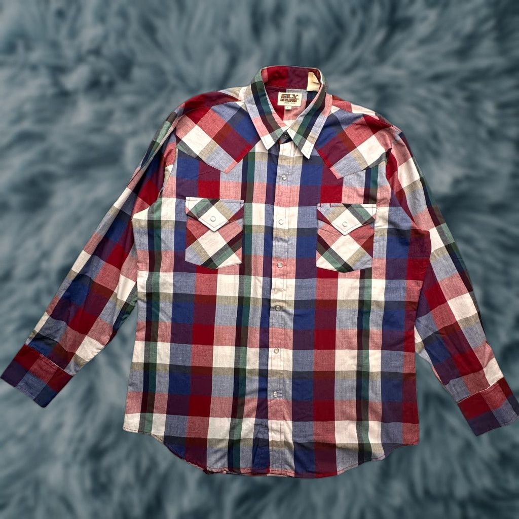 Vintage VINTAGE Ely Cattleman Pearl Snap Button Up Shirt Men Large Long Sleeve Plaid Red Western Mens Size US L / EU 52-54 / 3 - 1 Thumbnail
