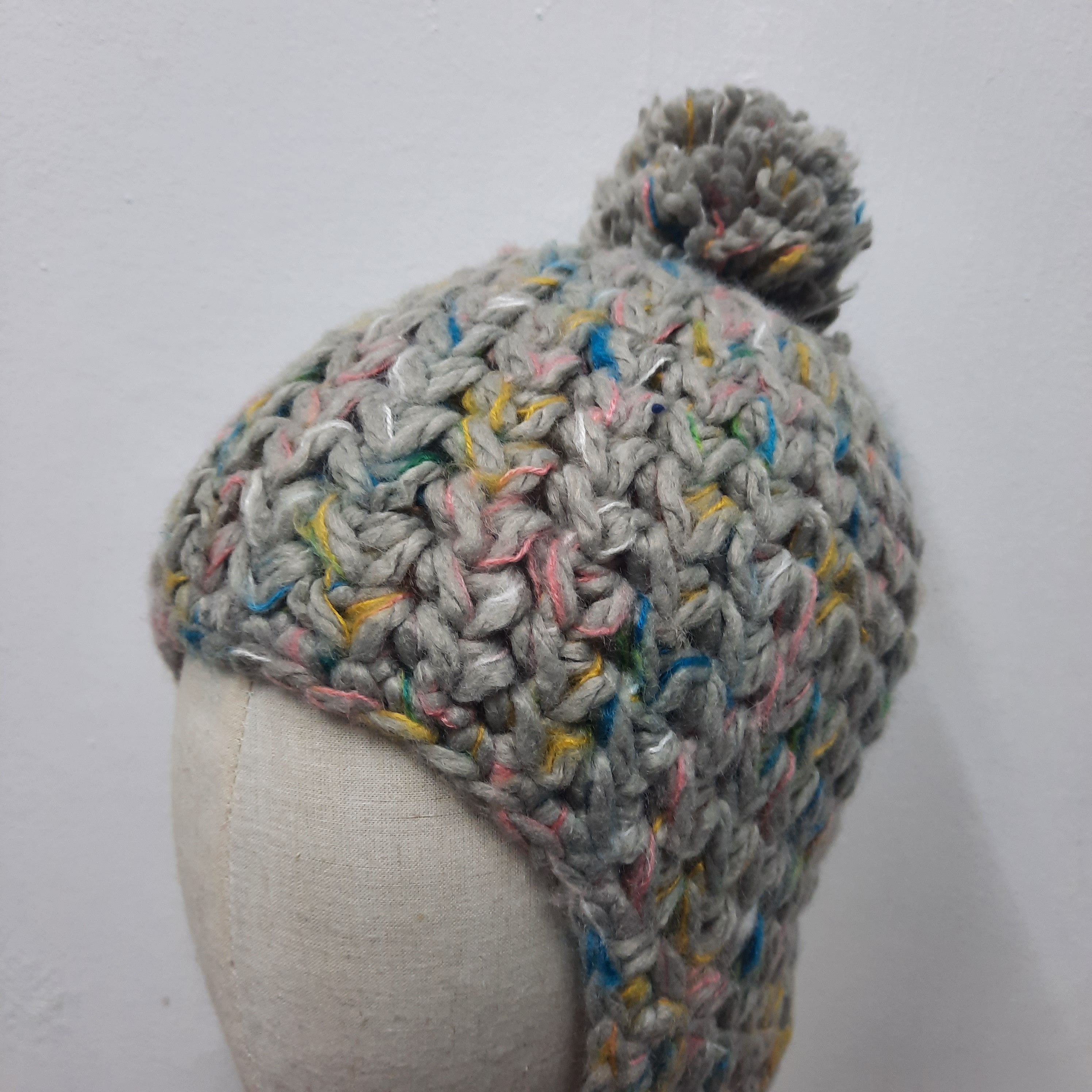 Japanese Brand 🏔 Vintage japan handmade crochet earflap beanie hat Size ONE SIZE - 3 Thumbnail