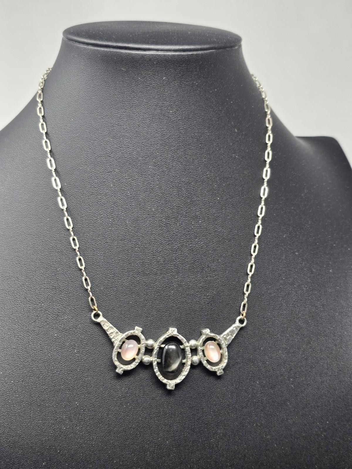 Quartersnacks Antique Art Deco Sterling Necklace-Quartz/Amethyst Cabochons Size ONE SIZE - 1 Thumbnail
