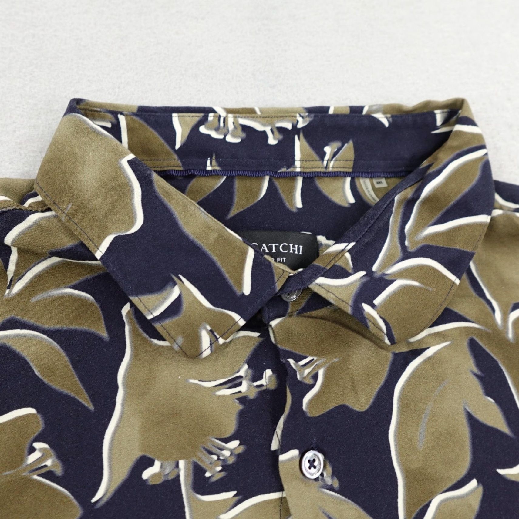 BUGATCHI VINTAGE Bugatchi Shirt Mens 3XL Blue Gray Floral Leaf Print Shaped Fit Ecovero Button Up Size US XXL / EU 58 / 5 - 2 Thumbnail