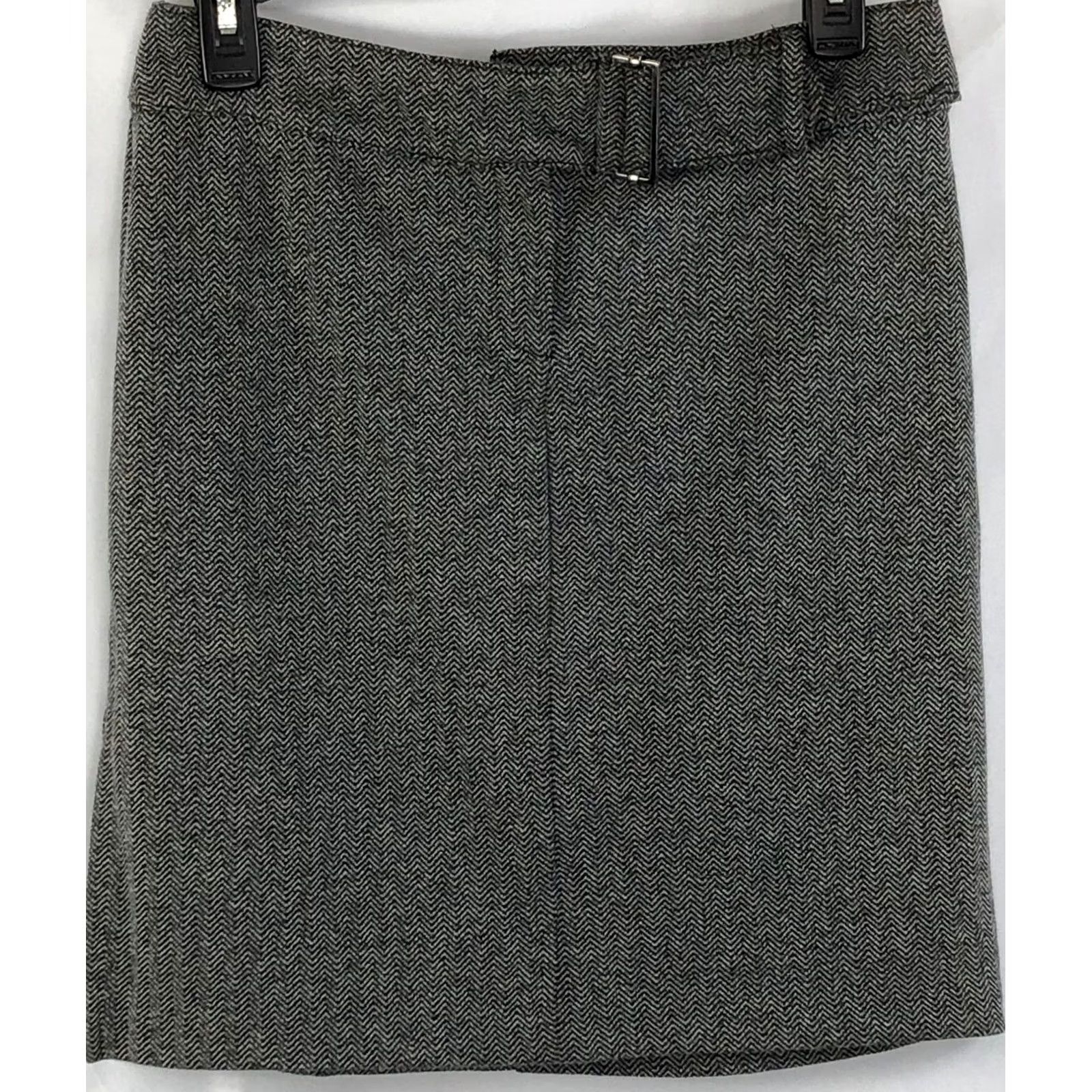 Express Express Gray Herringbone Tweed Mini Skirt 3/4 29"W career preppy office Straight Size 26" / US 2 / IT 38 - 2 Thumbnail