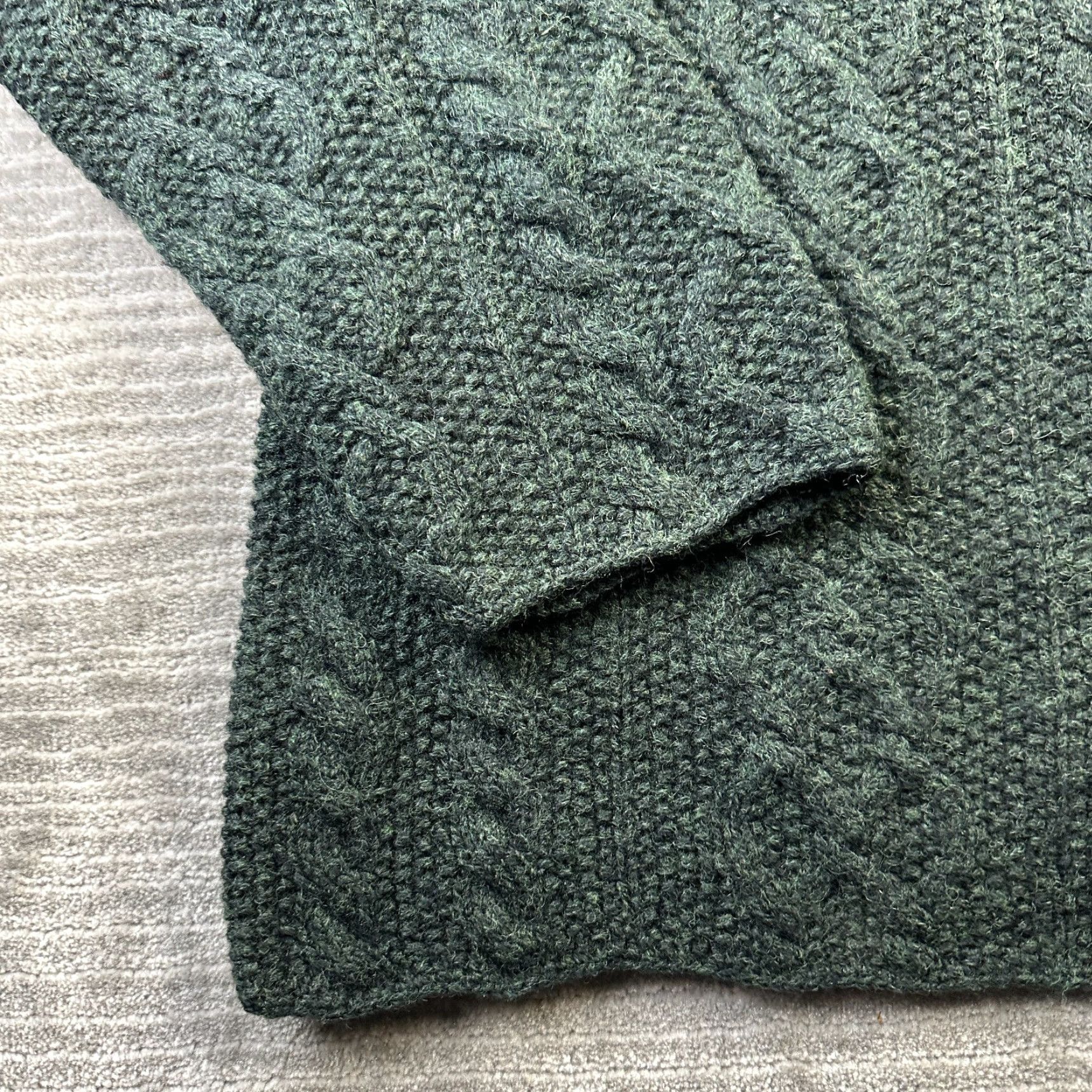 J.Crew VINTAGE J Crew Sweater Mens Large Green Oarsman Fisherman Cable Knit Wool Size US L / EU 52-54 / 3 - 4 Thumbnail