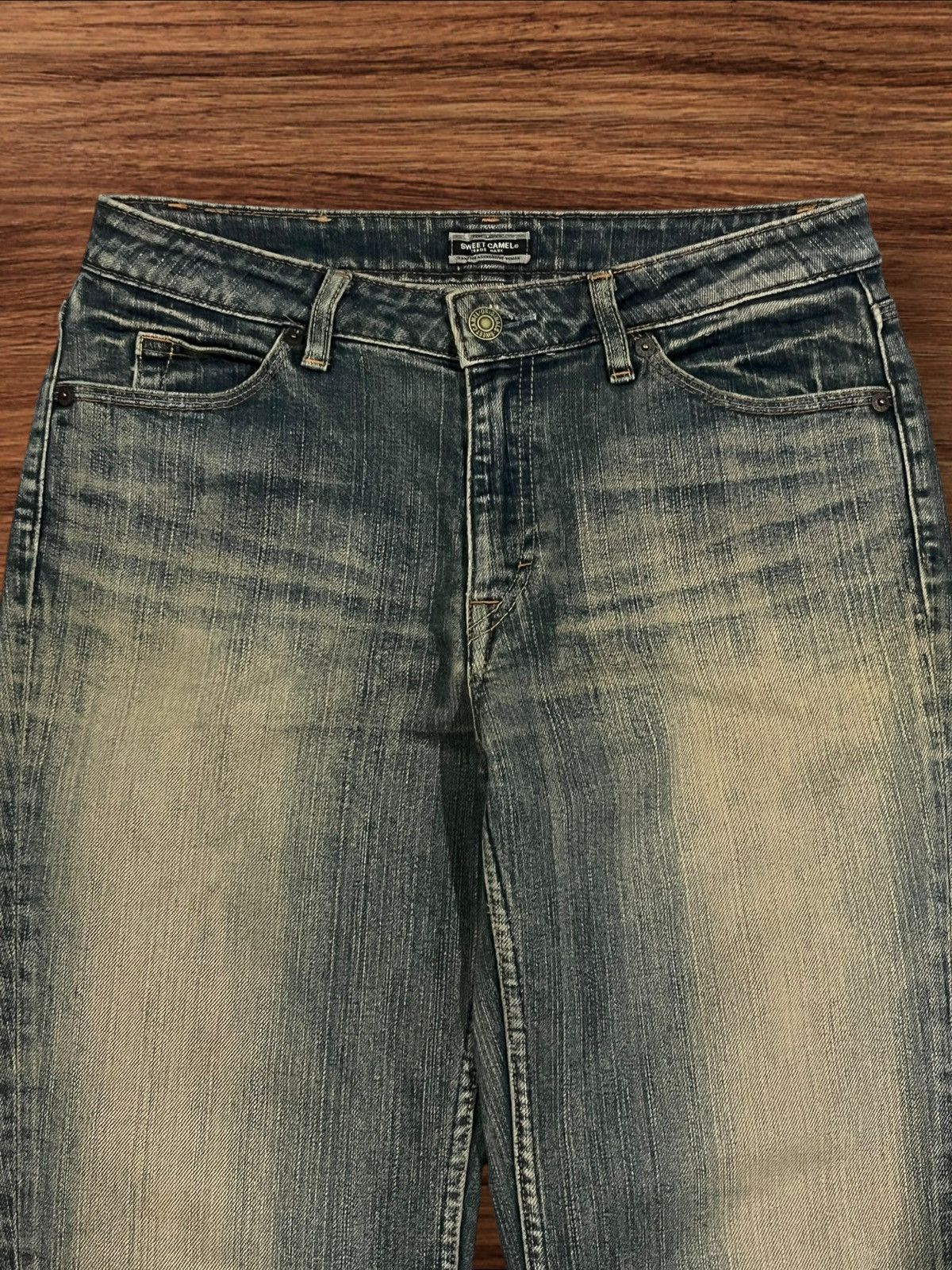 Hysteric Glamour Vintage Y2K Grunge Sweet Camel Rusty Mud Washed Flare Jeans Size US 29 - 4 Thumbnail