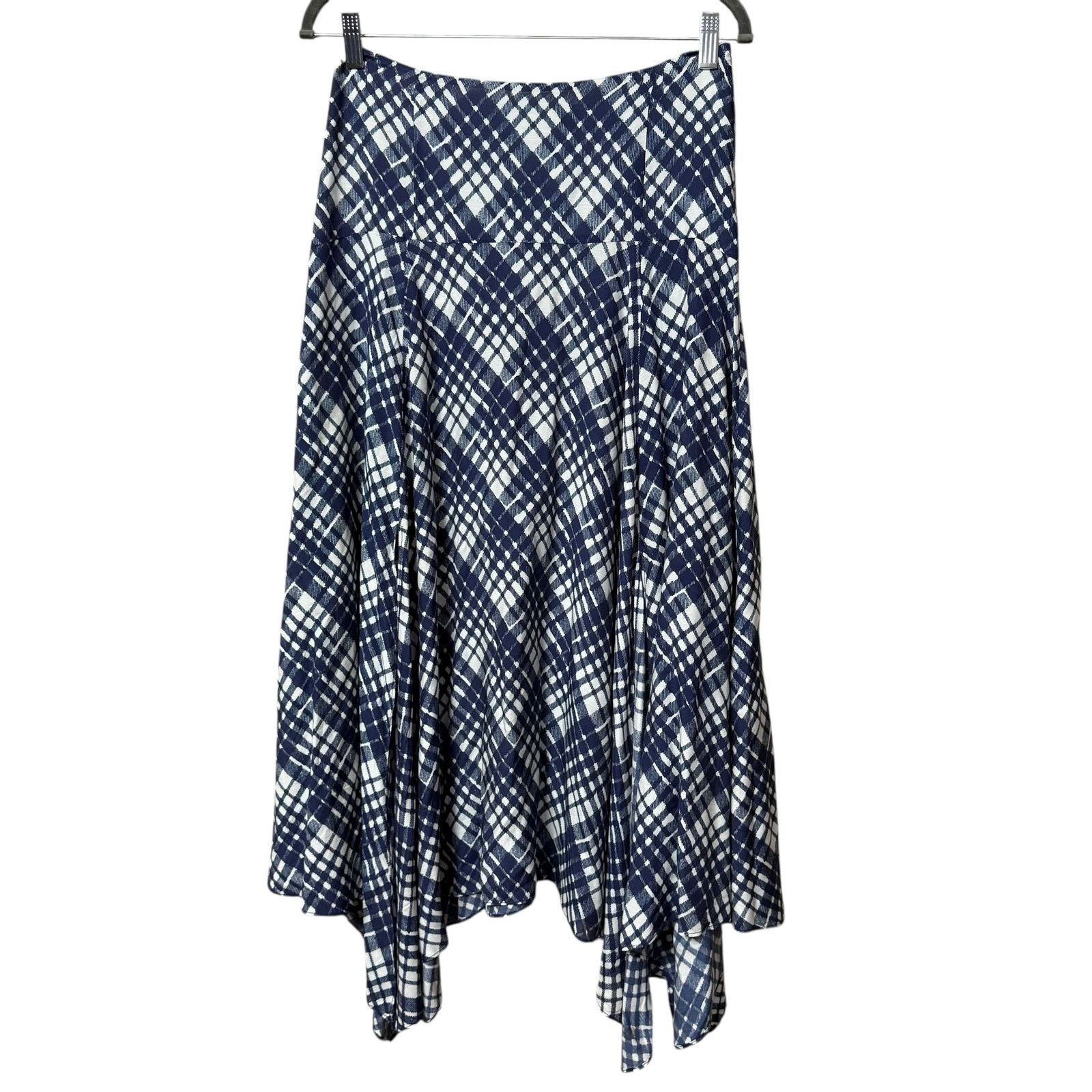 RIXO Rixo London Maggie Navy Sponge Check Skirt S Asymmetrical Size 27" / US 4 / IT 40 - 5 Thumbnail