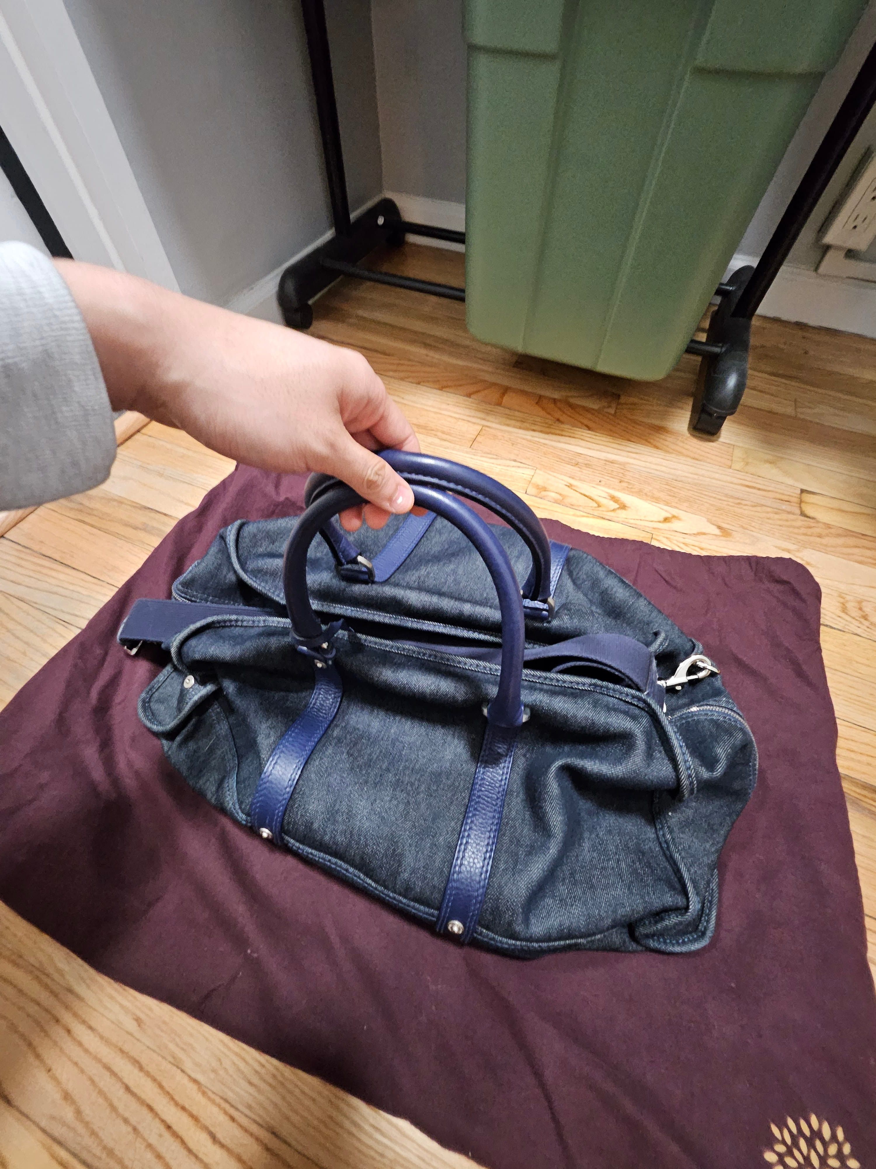 Mulberry Mulberry Denim Clipper Style Holdall Weekender Bag Size ONE SIZE - 3 Thumbnail