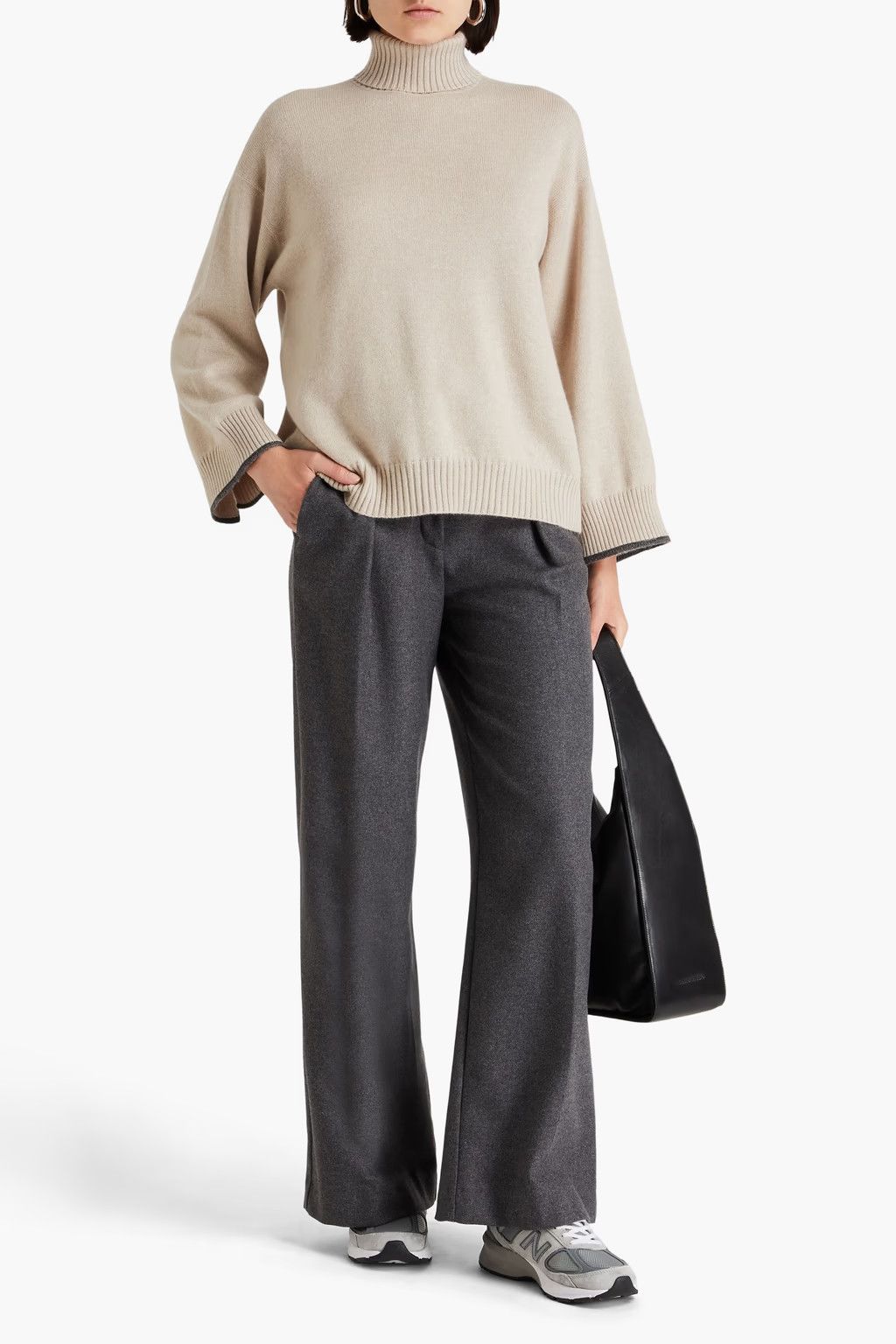 Brunello Cucinelli o1y0825 Turtleneck Cashmere Blend Sweater in Sand Size XS / US 0-2 / IT 36-38 - 2 Thumbnail