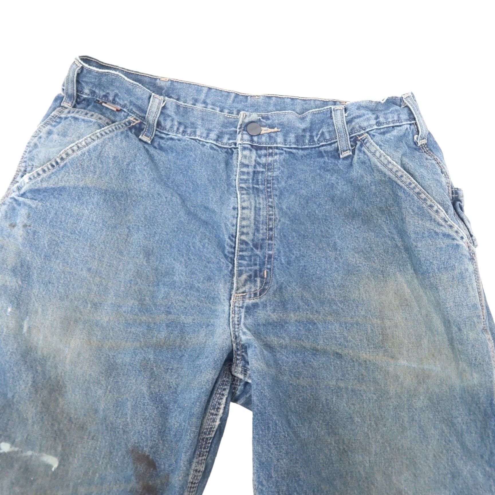 Carhartt Carhartt FR Flame Resistant Work Jeans Blue Denim Distressed Pants 35x32 Size US 35 - 2 Thumbnail
