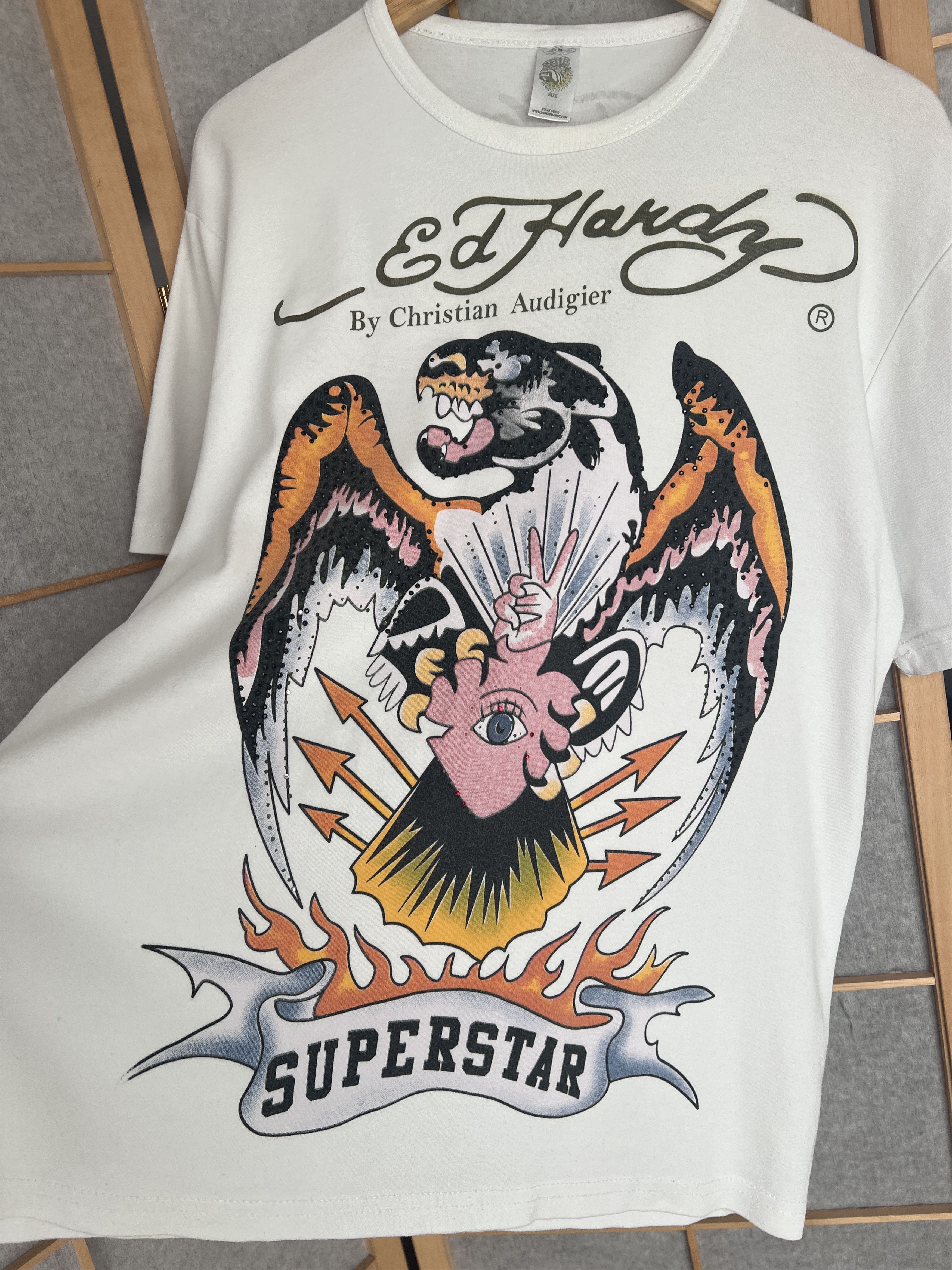 Ed Hardy Crazy Ed Hardy Superstar Rhinestones vintage printed t shirt Size US XL / EU 56 / 4 - 2 Thumbnail