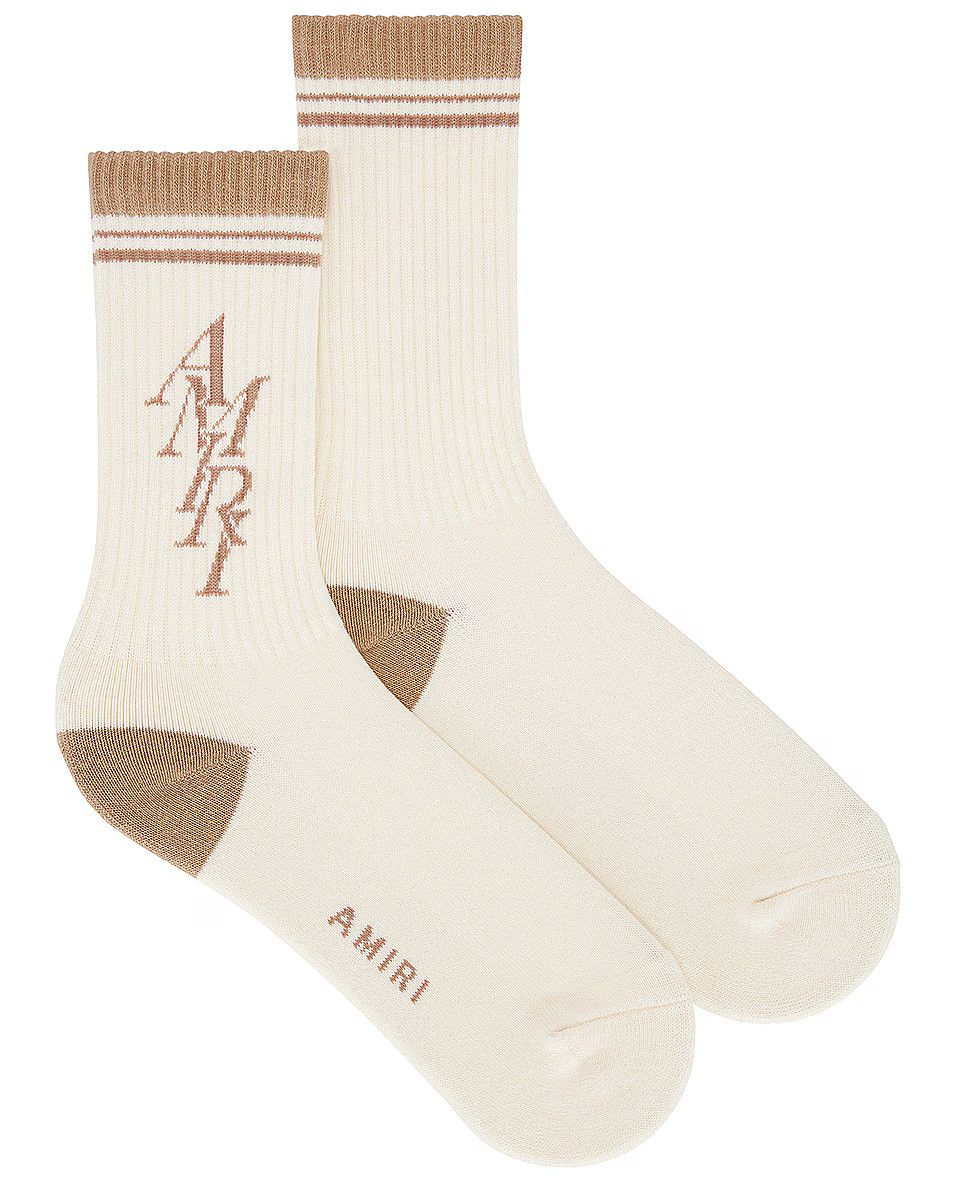 Amiri o1s1wg110525 Size: OS / MA Stripe Sock in Ivory/Brown Size ONE SIZE - 1 Thumbnail
