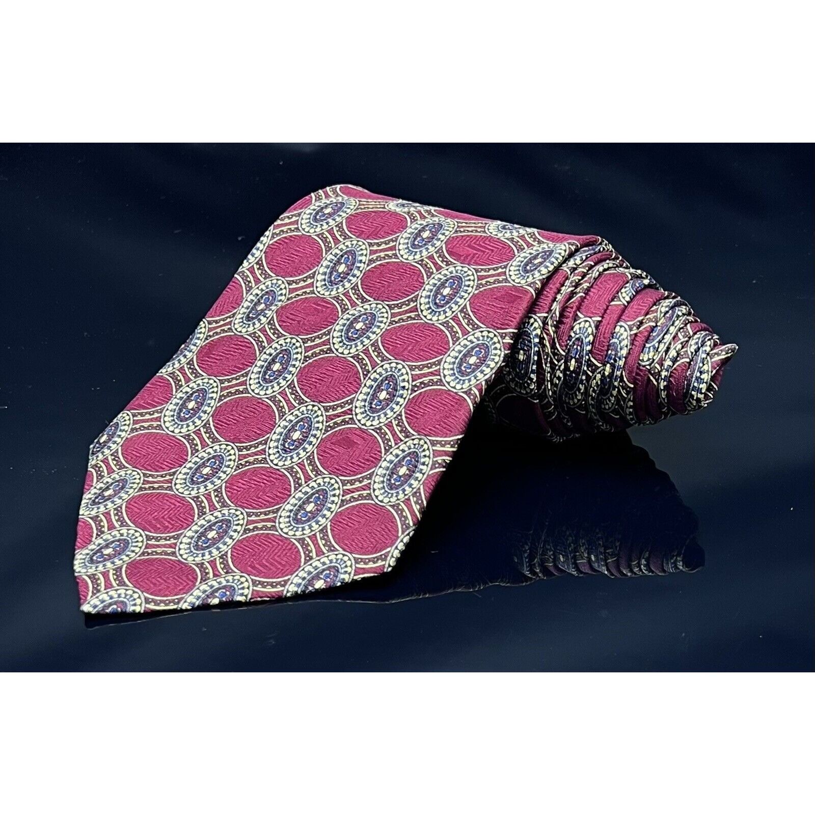 Vintage Vintage Spencer Lowe Mens Designer Tie 100% Silk Print Red B Size ONE SIZE - 1 Thumbnail