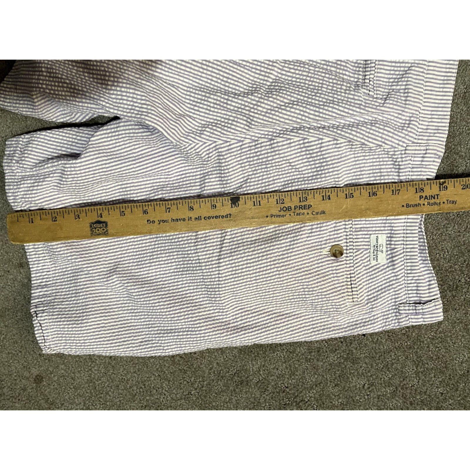 Vineyard Vines Vineyard Vines Mens Shorts 33 Lavender White Seersucker Flat Front Classic Chino Casual Vintage 90s Logo Mens Size US 33 - 5 Thumbnail
