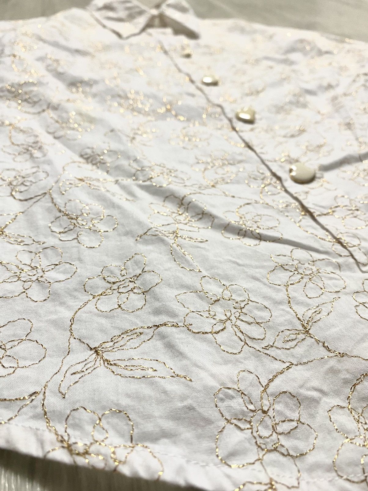 Moschino Women’s Moschino White Shirt Golden Floral Embroidery Decor Size S / US 4 / IT 40 - 11 Thumbnail
