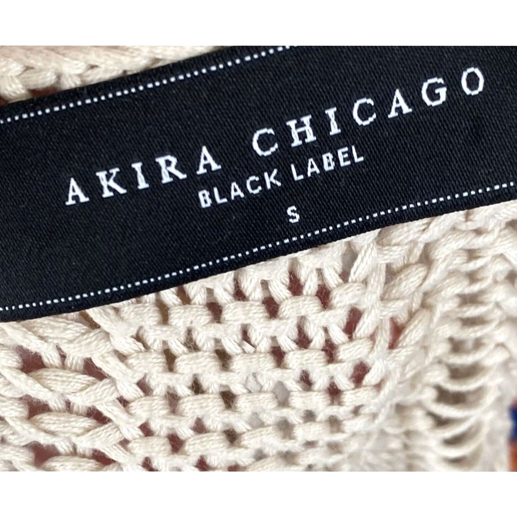 Akira VINTAGE Akira Black Label Sweater Beige Crochet Open Knit Back Sz S Size S / US 4 / IT 40 - 8 Thumbnail