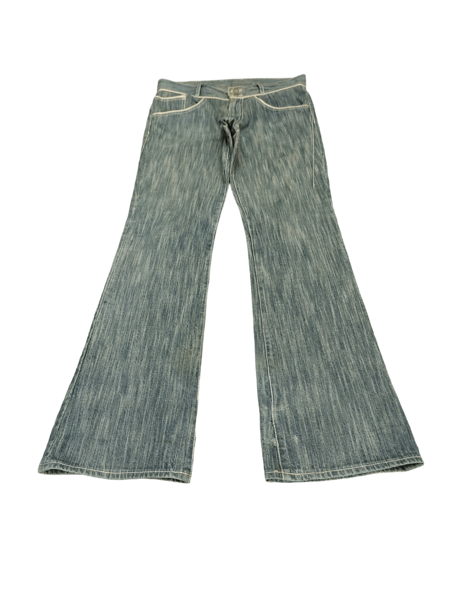 If Six Was Nine Flare Jeans Body Butter Distress Faded Boot Cut Y2k Mudmax Size US 33 - 2 Thumbnail
