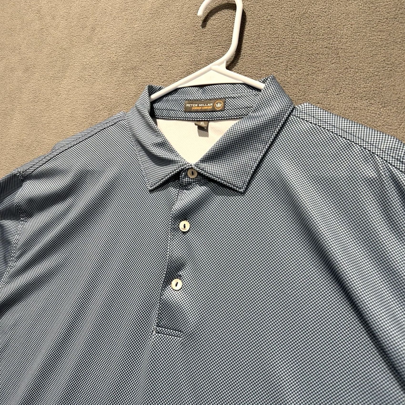 Peter Millar Peter Millar Polo Shirt Mens XL Blue Gingham Plaid Summer Comfort Performance Golf Size US XL / EU 56 / 4 - 2 Thumbnail