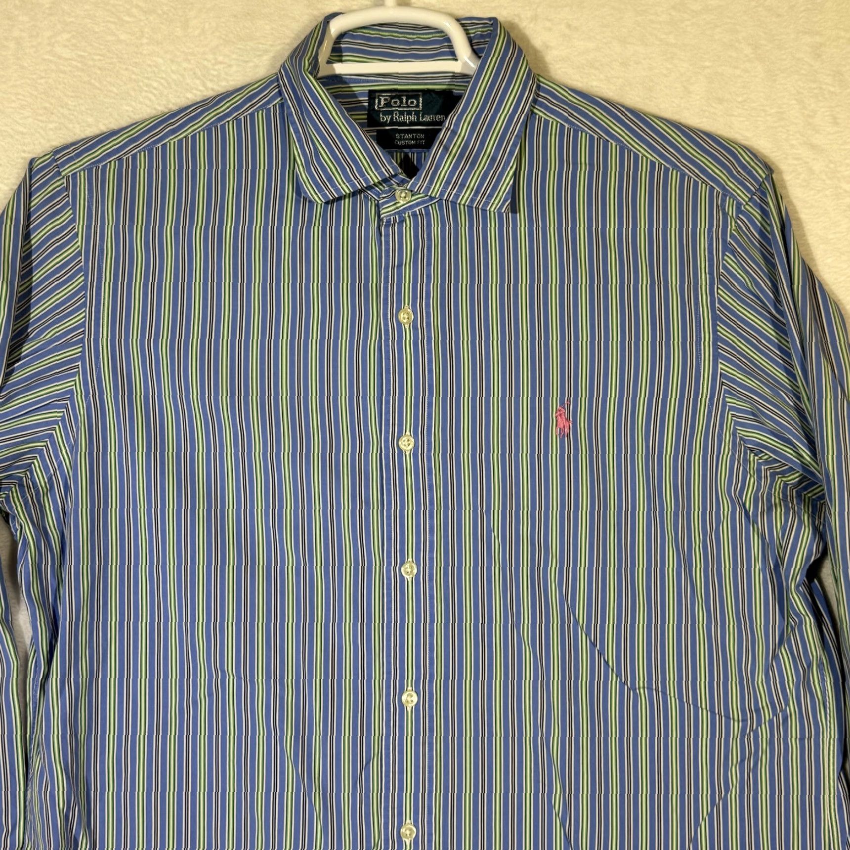 Polo Ralph Lauren Polo Ralph Lauren Shirt Mens Large Blue Striped Stanton Custom Fit Button Down Size US L / EU 52-54 / 3 - 4 Thumbnail