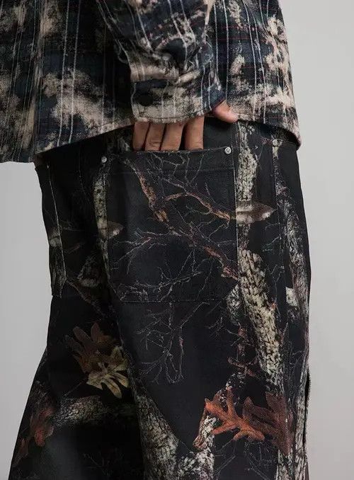 VIBE Vintage leaf camouflage logging studded trousers Size US 32 / EU 48 - 4 Thumbnail