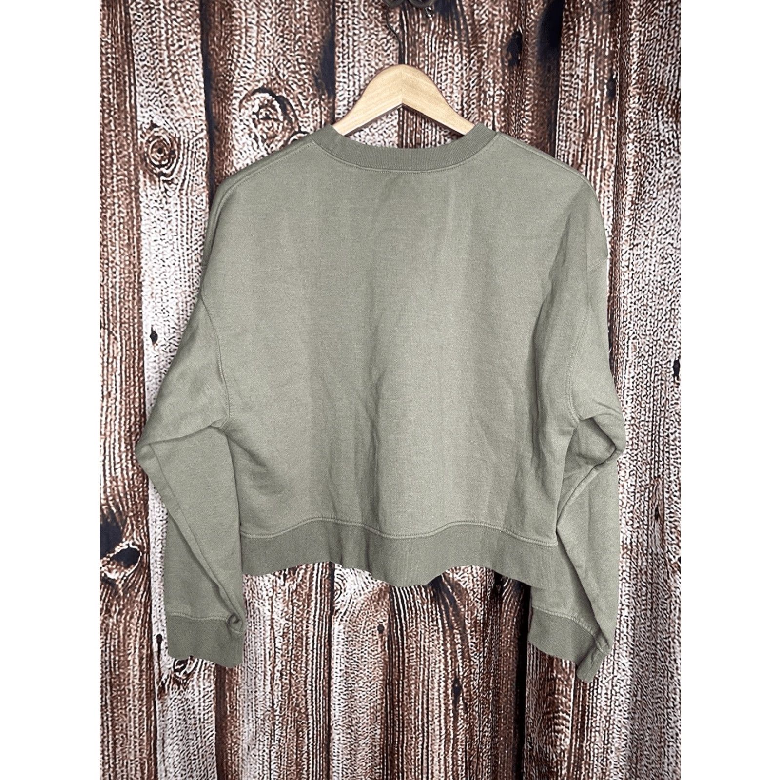 Zara Zara Womens Green Cropped Oversized Pullover Long Sleeve Sweater Shirt Large Size L / US 10 / IT 46 - 2 Thumbnail