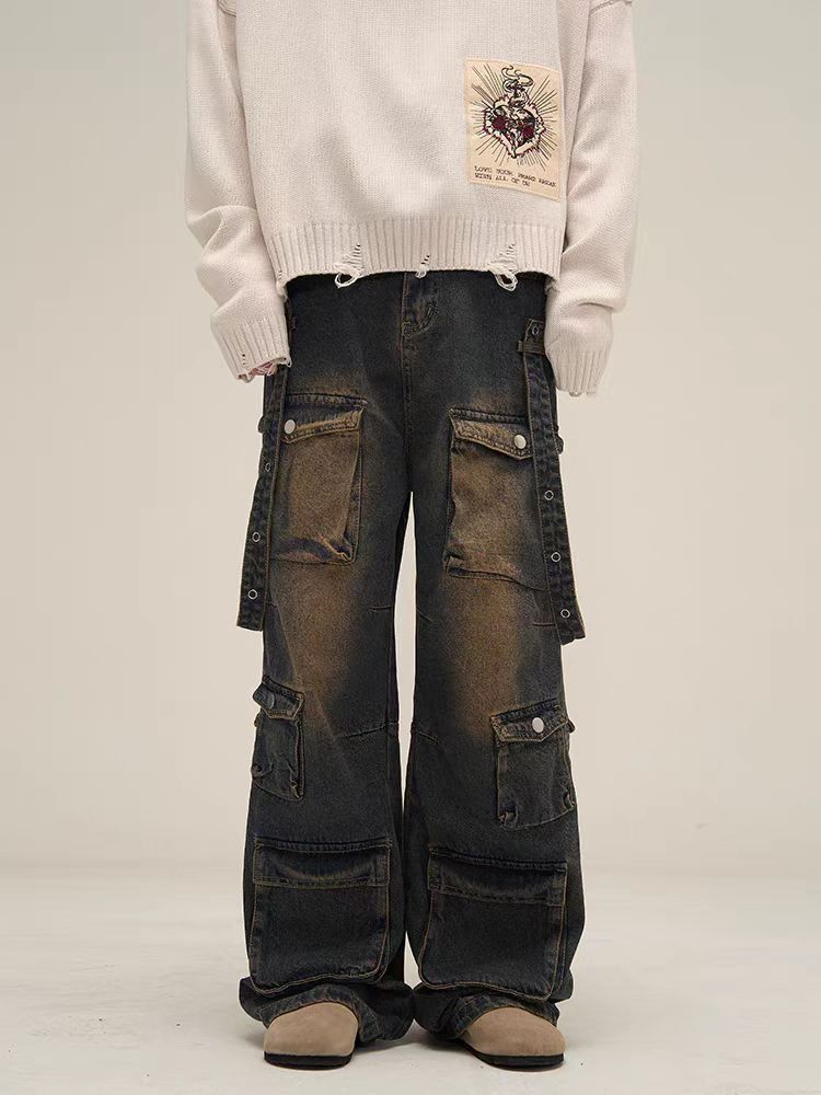 Japanese Brand × Jean Wasteland Style Washed Multi-Pocket Workwear Jeans Size US 34 / EU 50 - 1 Thumbnail