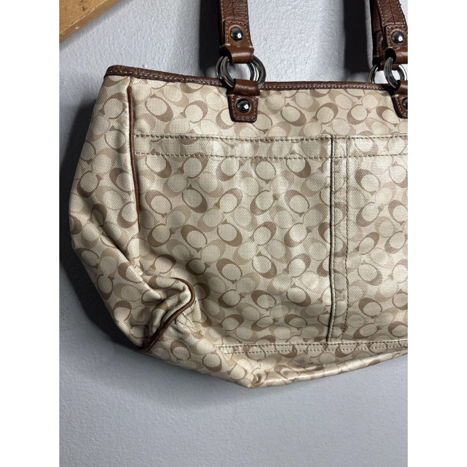 VINTAGE Coach Shoulder Bag Womens Chelsea Signature Leather Trim 