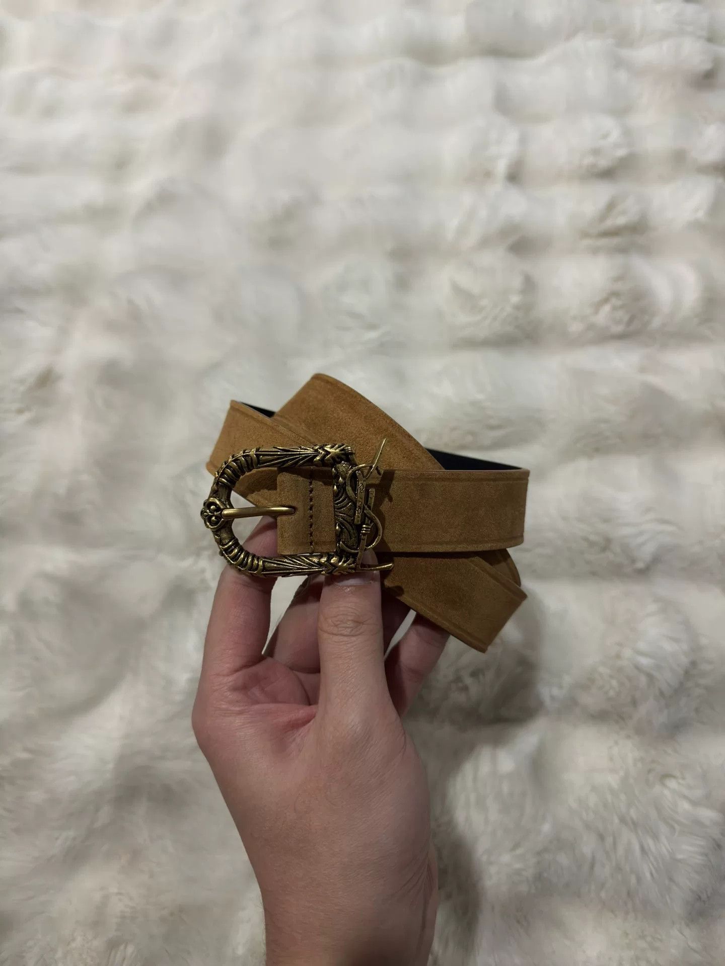 Saint Laurent Paris Saint Laurent SLP Gold Engraved Logo Belt Size ONE SIZE - 1 Thumbnail