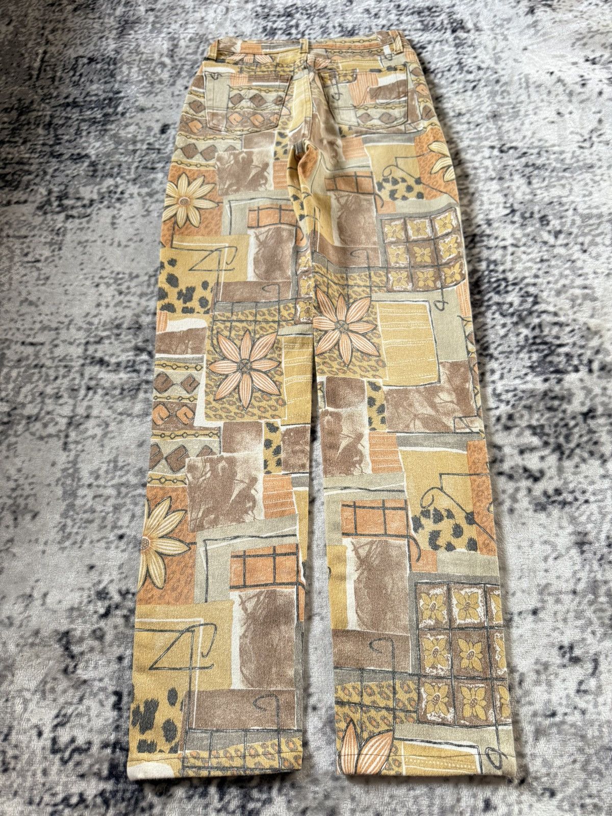 Other Angelo Marani Sun Flower Abstracts Art Denim Pants Size 26" / US 2 / IT 38 - 2 Thumbnail