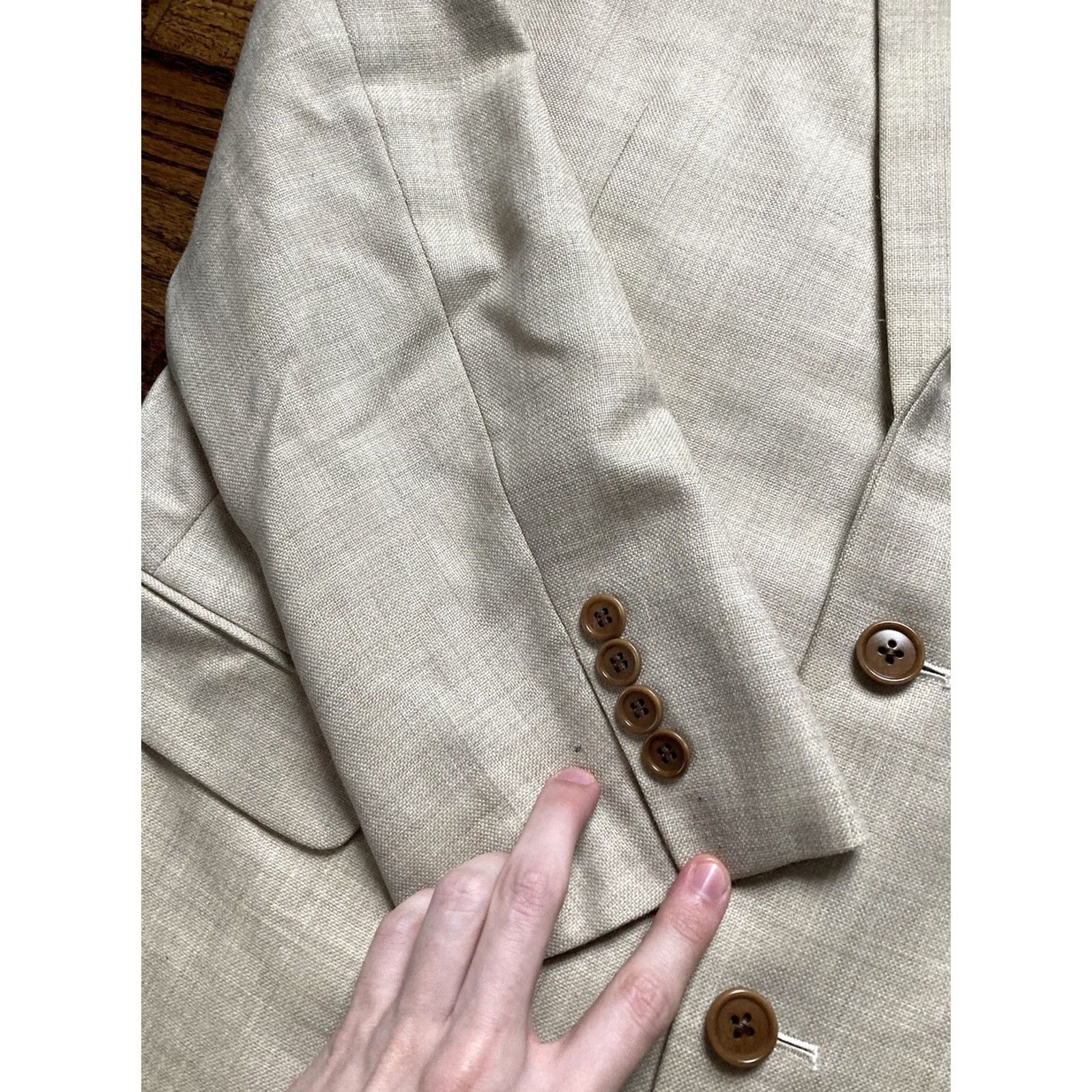 Brooks Brothers Brooks Brothers Blazer Mens Size 43L Tan Wool Jacket 2 Button Fitzgerald 1818 Size 46R - 5 Thumbnail