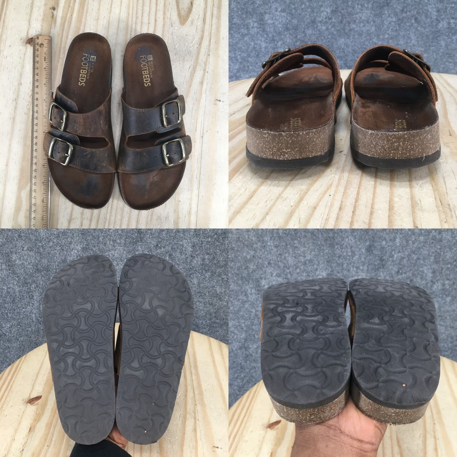 Vintage White Mountain Helga Buckle Slides Womens Brown Leather Sandal 8 M Slip On Casual Footwear Size US 8 / IT 38 - 8 Thumbnail