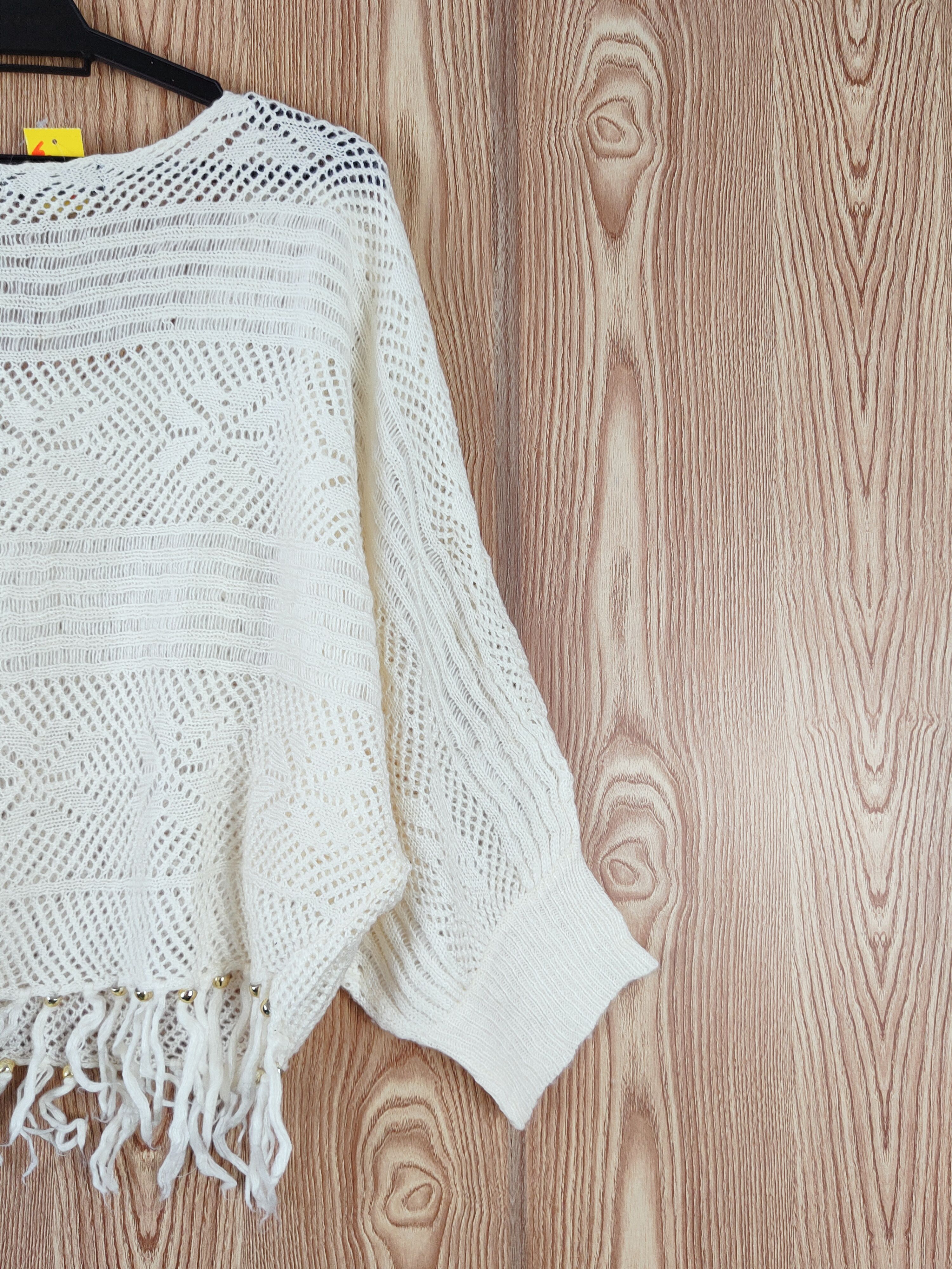 Aran Isles Knitwear × Japanese Brand × Vintage Cecil McBee Cream Mesh Net Knitwear Crop Tops #W560 Size M / US 6-8 / IT 42-44 - 11 Thumbnail