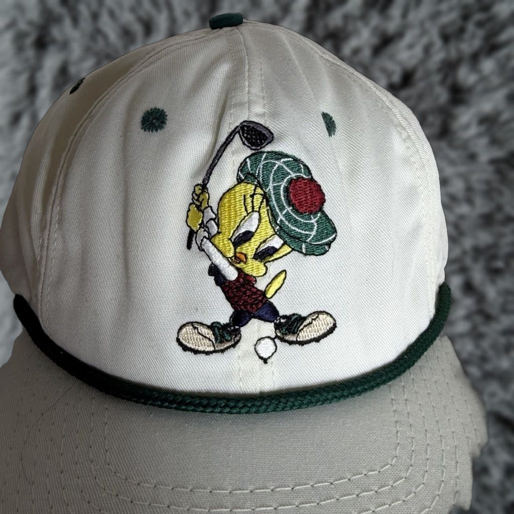 Acme Clothing VINTAGE ACME Tweety Bird Golf White Green Rope USA Snapback Hat Cap 90s Size ONE SIZE - 1 Thumbnail