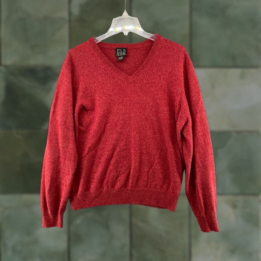 Jos. A. Bank Joseph A Bank Mens Sweater Cashmere Large Red V Neck Size US L / EU 52-54 / 3 - 1 Thumbnail