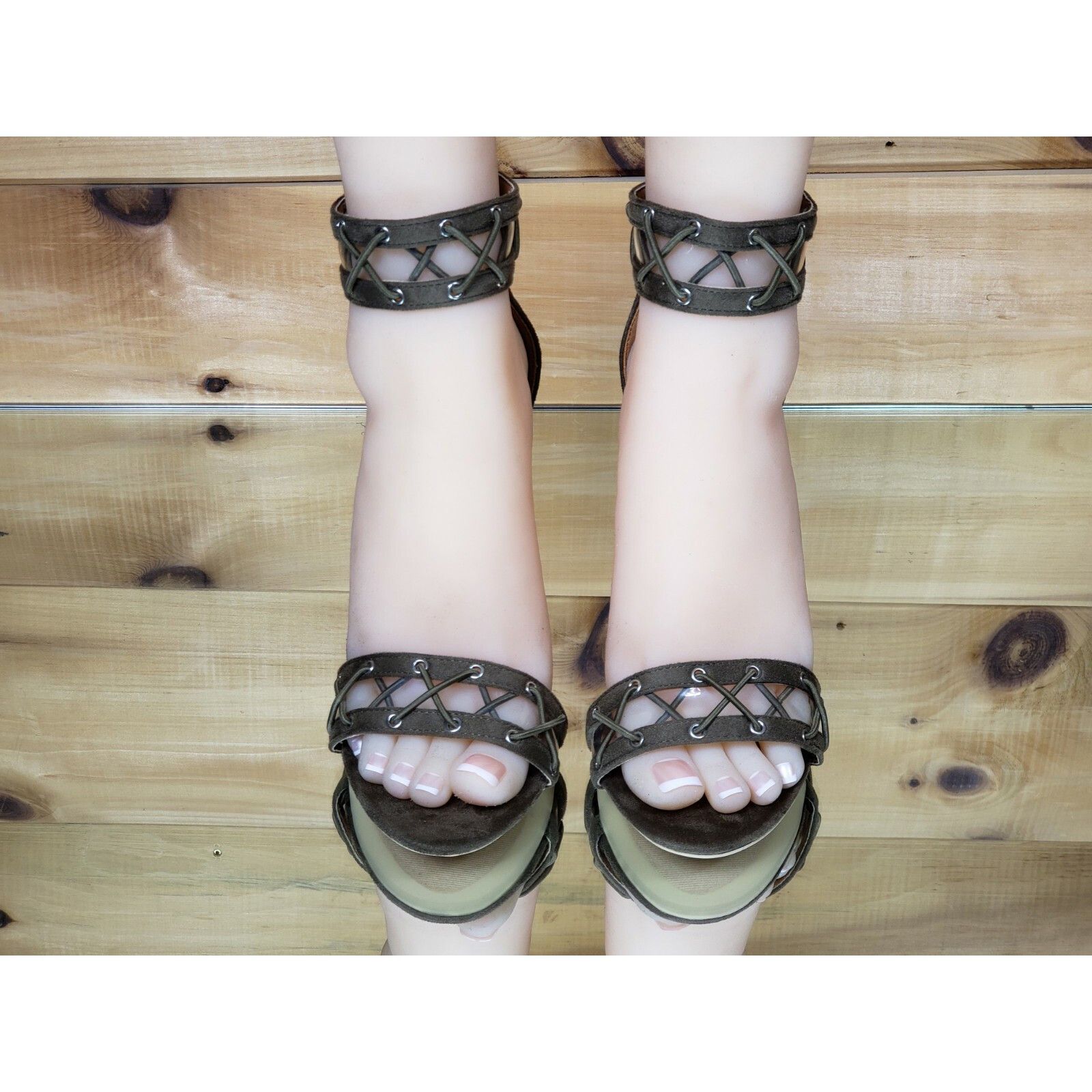 Other CR Yuki Khaki Brown Ankle Strap Design 4.5" High Heel Shoe Size US 7.5 / IT 37.5 - 6 Thumbnail