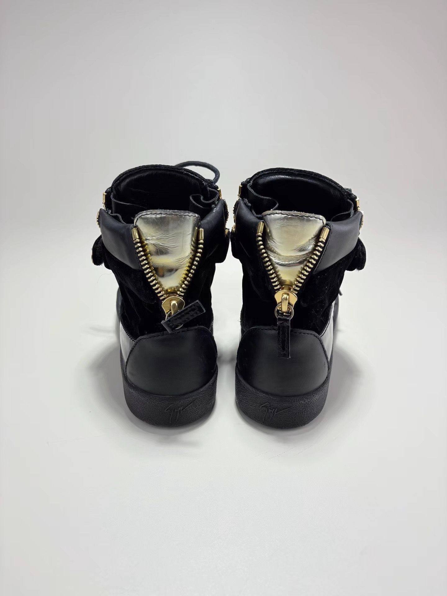 Giuseppe Zanotti GIUSEPPE ZANOTTI GZ Gold Buckle High-Top Velcro Sneakers Size US 6 / IT 36 - 4 Thumbnail
